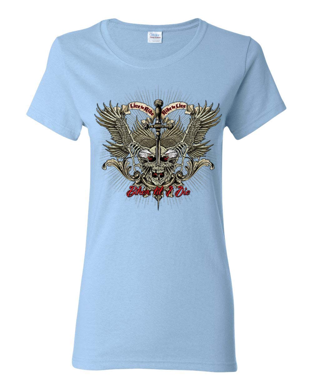 Biker Til I Die Live to Ride Motorcycle Graphic T-Shirt for Women - Perfect for Motorcycle Riders, Biker Events & Casual Wear