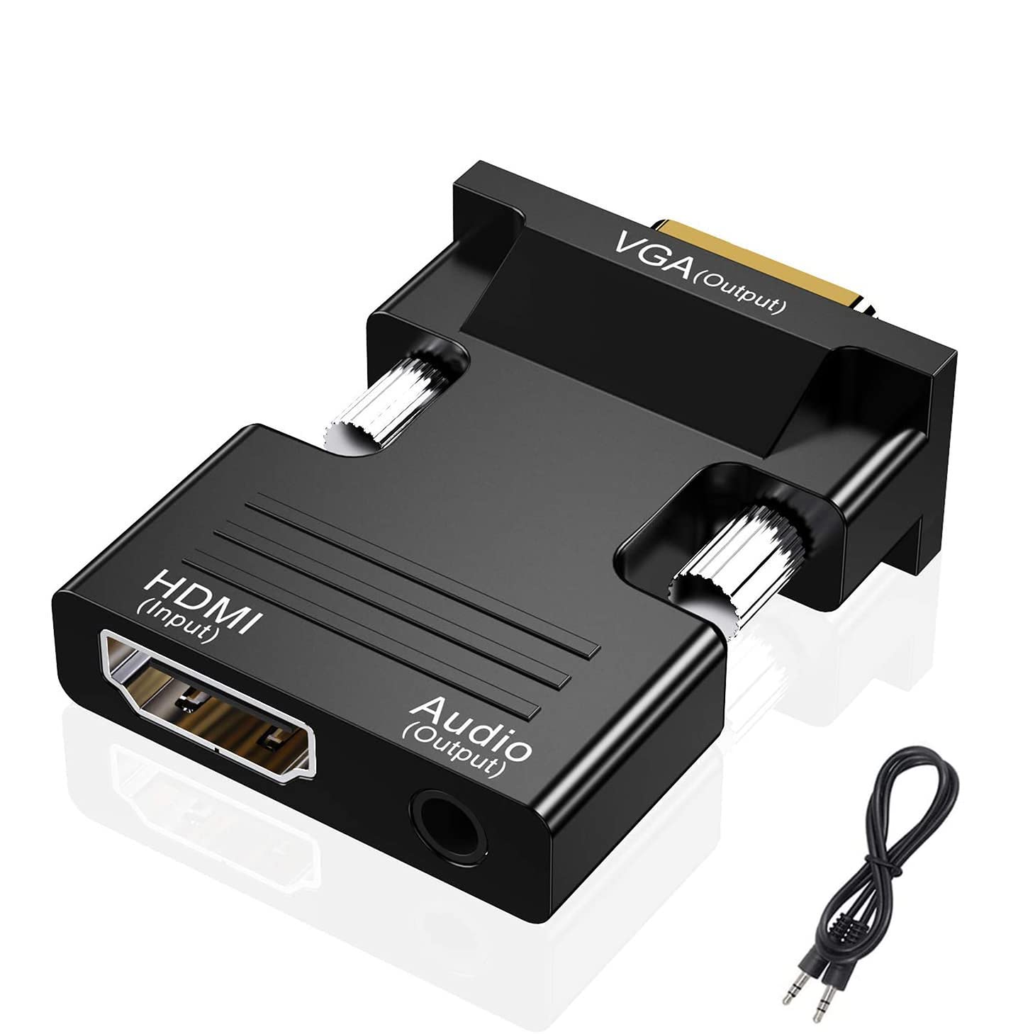 LuvENTG HDMI to VGA Adapter with 3.5mm Audio Cable - Converter for Laptop, PC, Monitor, Projector, HDTV - Compatible with Chromebook, Roku, Xbox - Perfect for Home Office, Gaming & Presentations