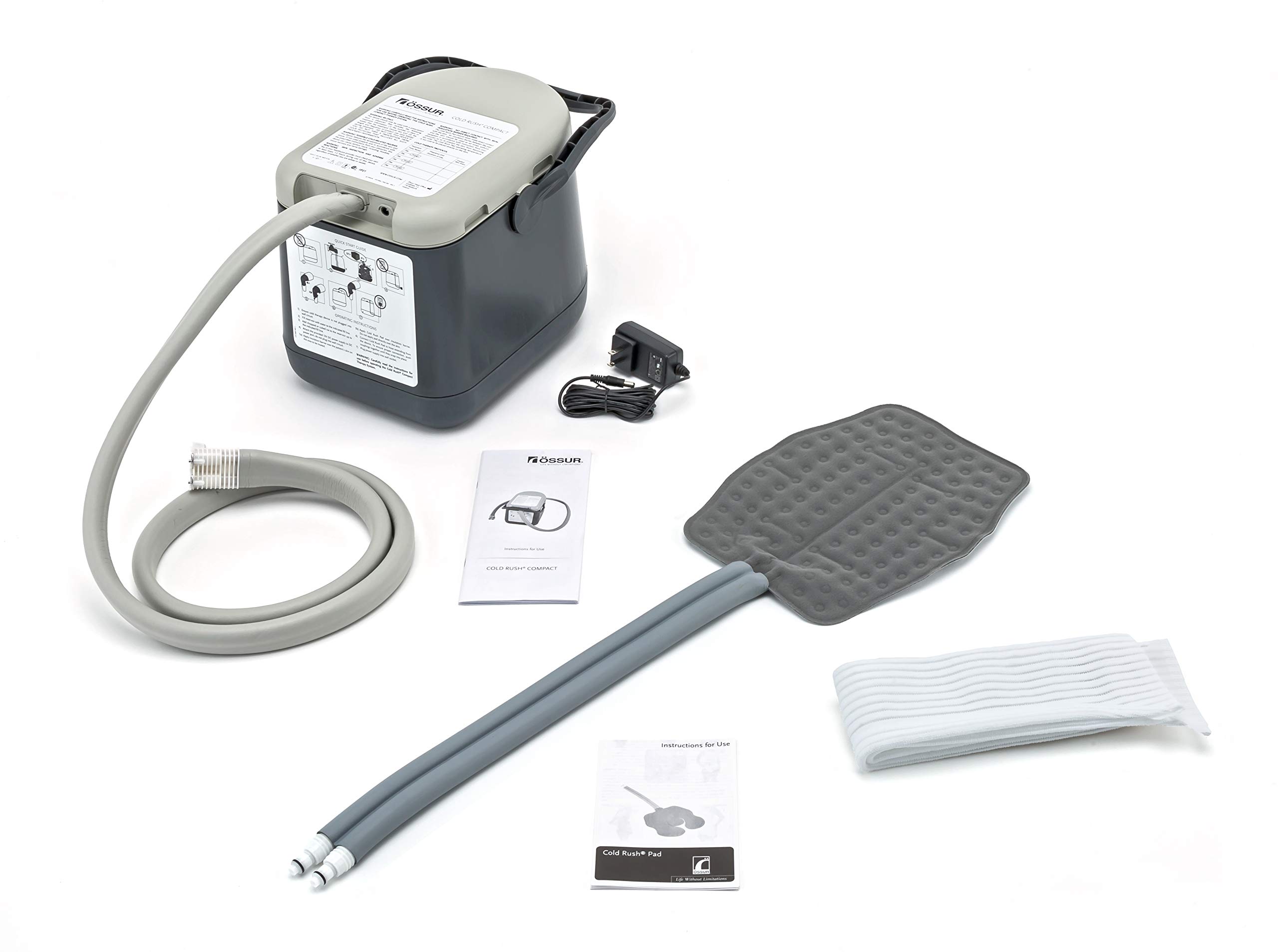Ossur Cold Rush Compact Cold Therapy Machine System with Lumbar Pad - Adjustable Cryotherapy Wrap for Knee, Shoulder & Back Pain Relief - Lightweight, Quiet Freeze Therapy Pump for Post-Surgery Recovery & Sports Injuries