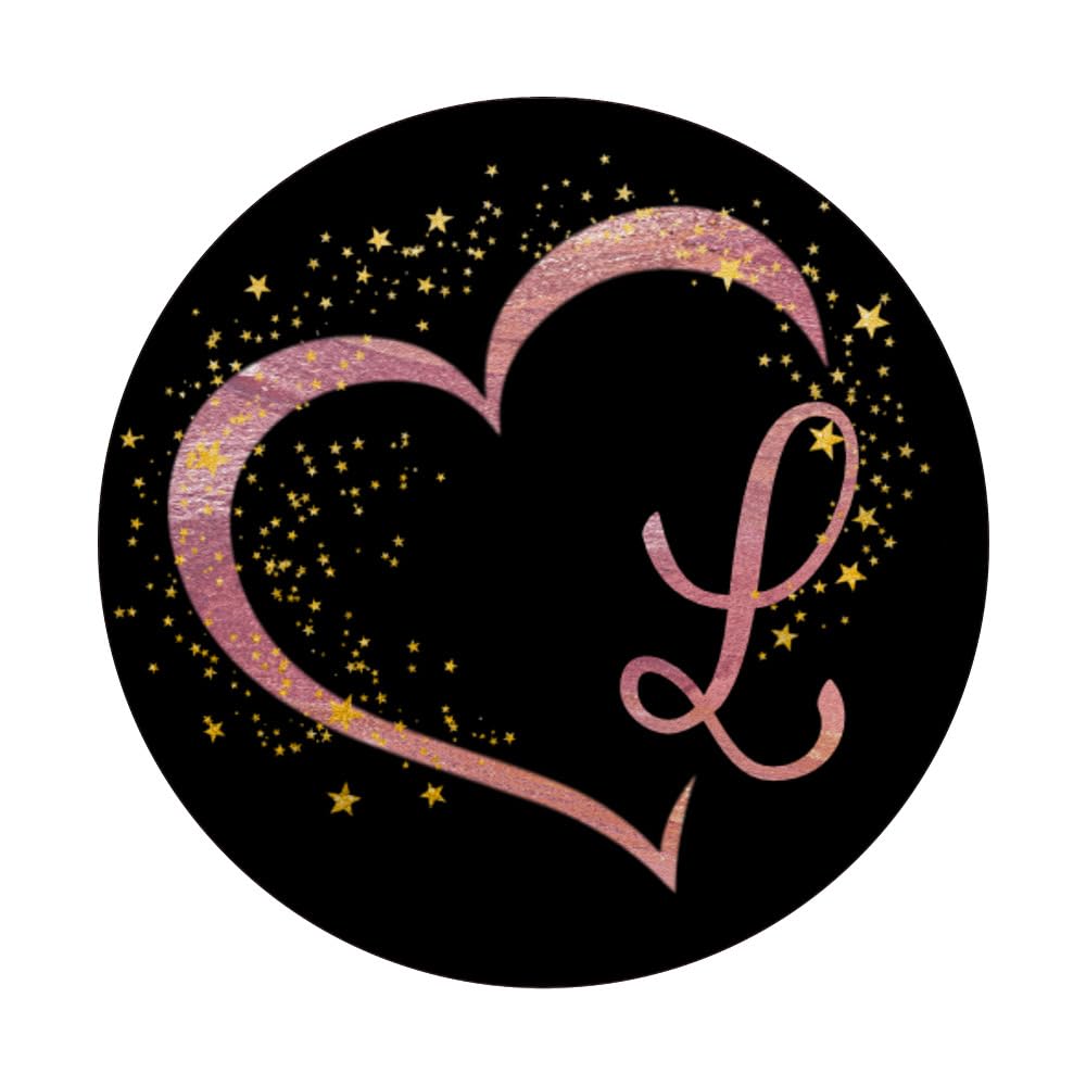 Rose Pink Heart Monogram PopSocket with Letter L Initial - Adhesive PopGrip for Phones & Tablets - Perfect for Gifts, Personalization, and Everyday Use