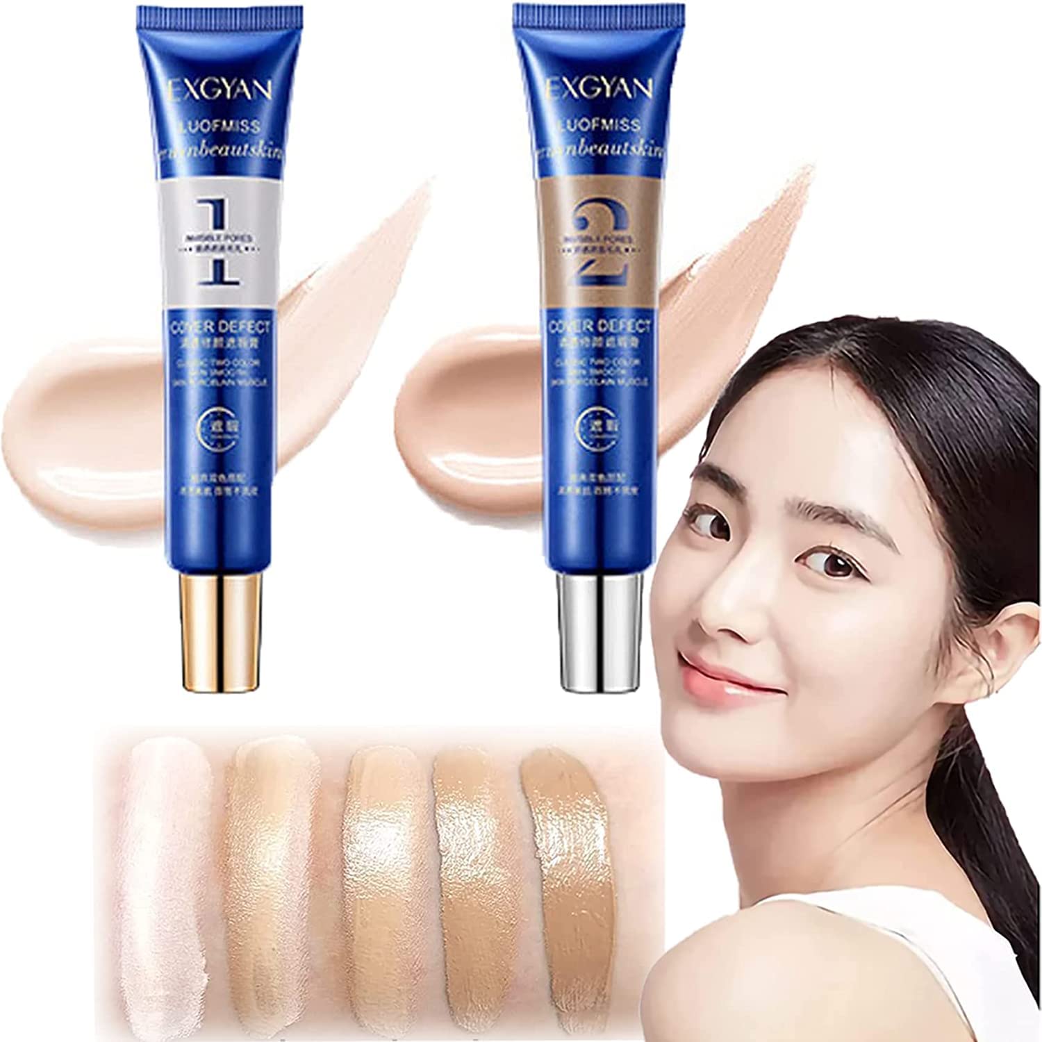 Two Tone Moisturizing Lightweight Concealer - Hydrating & Buildable Coverage for Dark Circles & Blemishes - Perfect for Everyday Makeup & On-the-Go Touch Ups