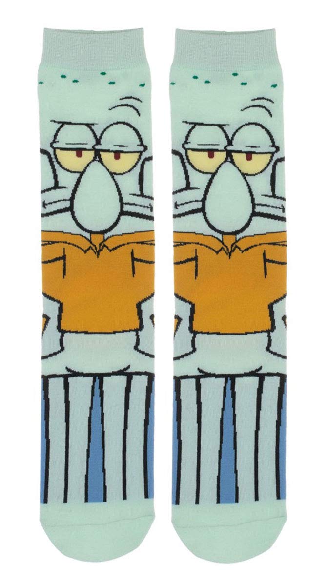 Spongebob Squarepants Squidward Tentacles Cartoon Character Socks - Green One Size - Funny Novelty Socks for Men & Women - Perfect for Cosplay, Gifts, and Anime Fans