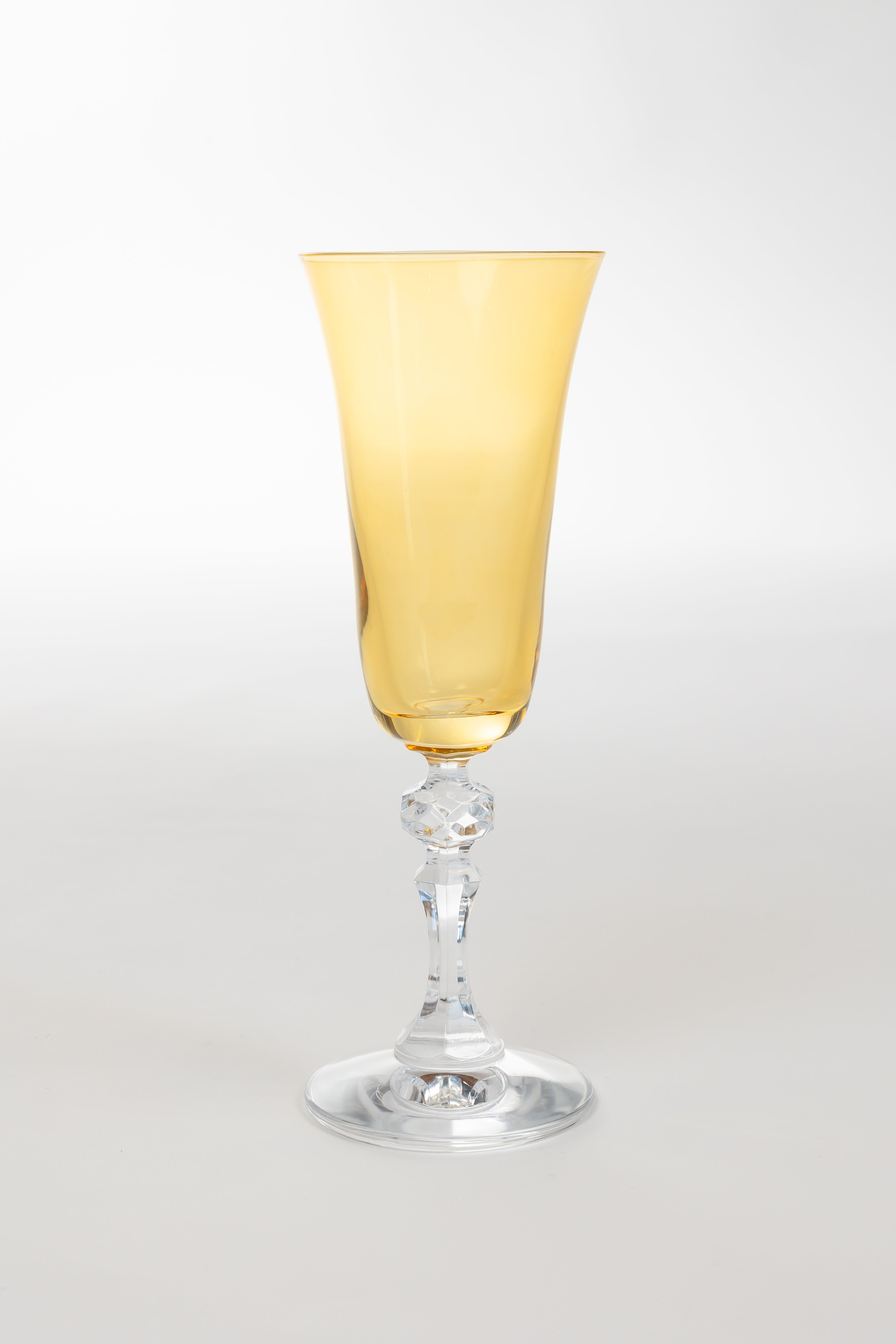 Elegant Estelle Colored Regal Flute Glasses with Clear Stem - Set of 6 Yellow Champagne Flutes for Wedding, Party & Special Occasions