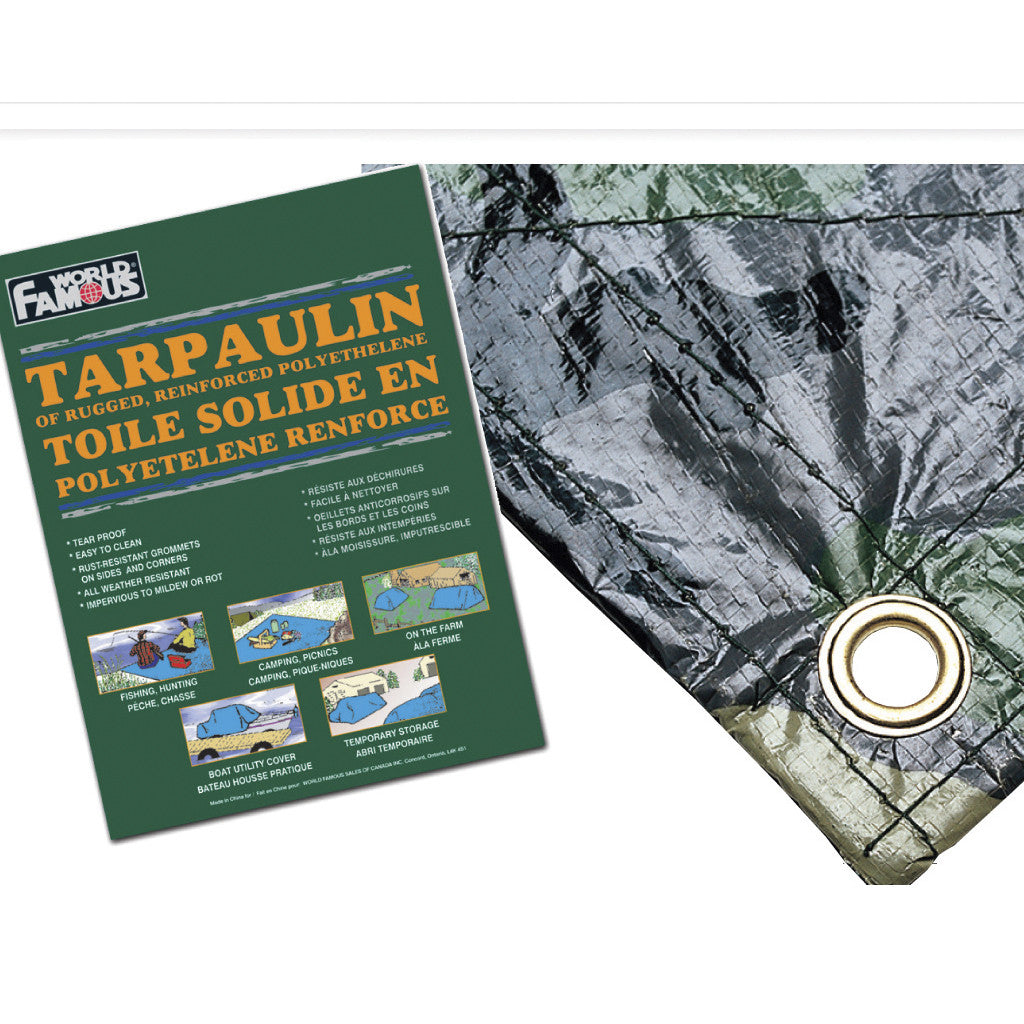 Bushline 8x10 Outdoor Camouflage Waterproof Tarp - Heavy Duty Camping Shelter, Hunting Blind, Picnic Cover, and Emergency Rain Protection