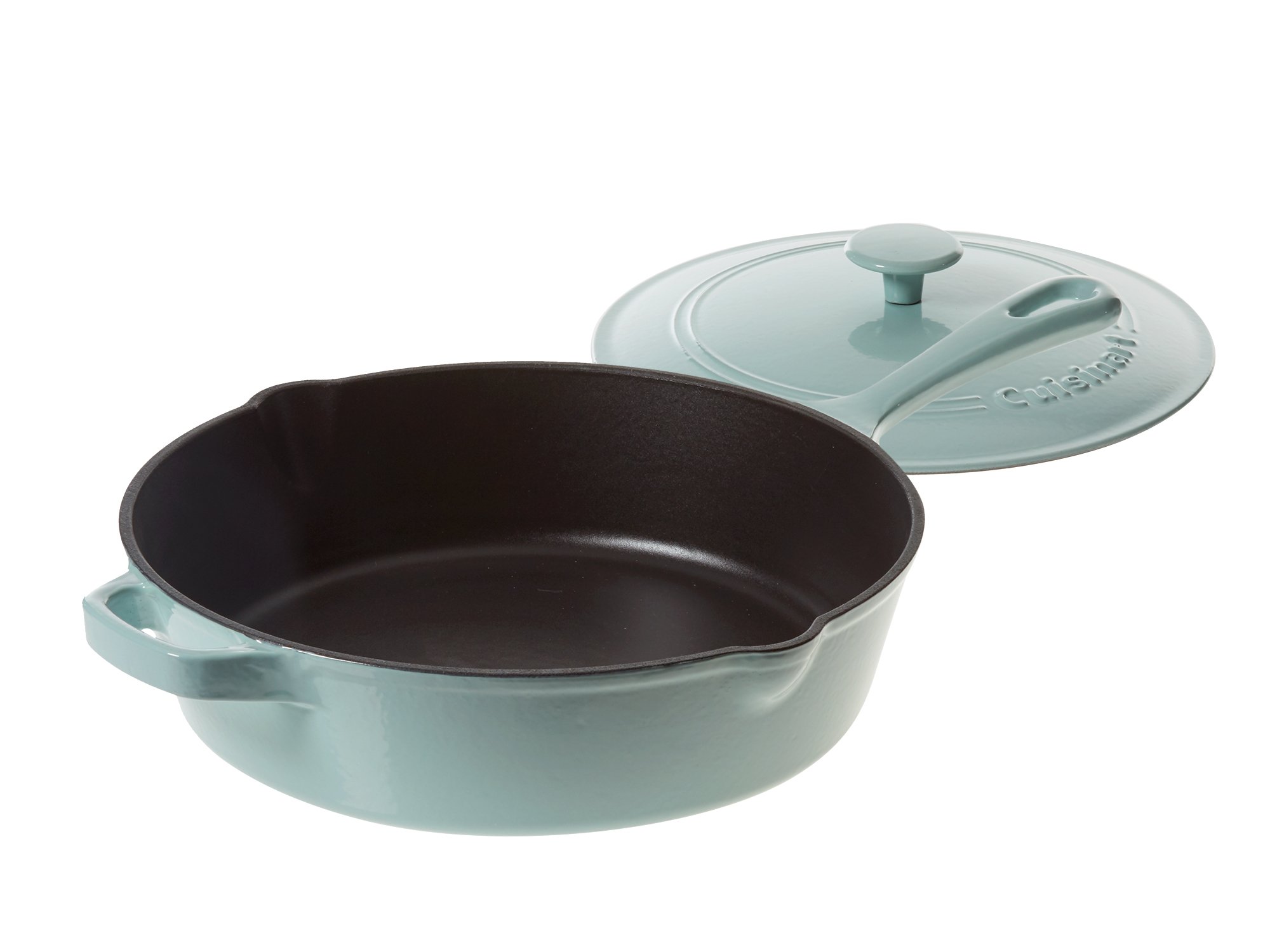 **Cuisinart 12-Inch Cast Iron Chicken Fryer with Lid - Light Blue - Perfect for Frying, Searing & Dutch Oven Cooking**