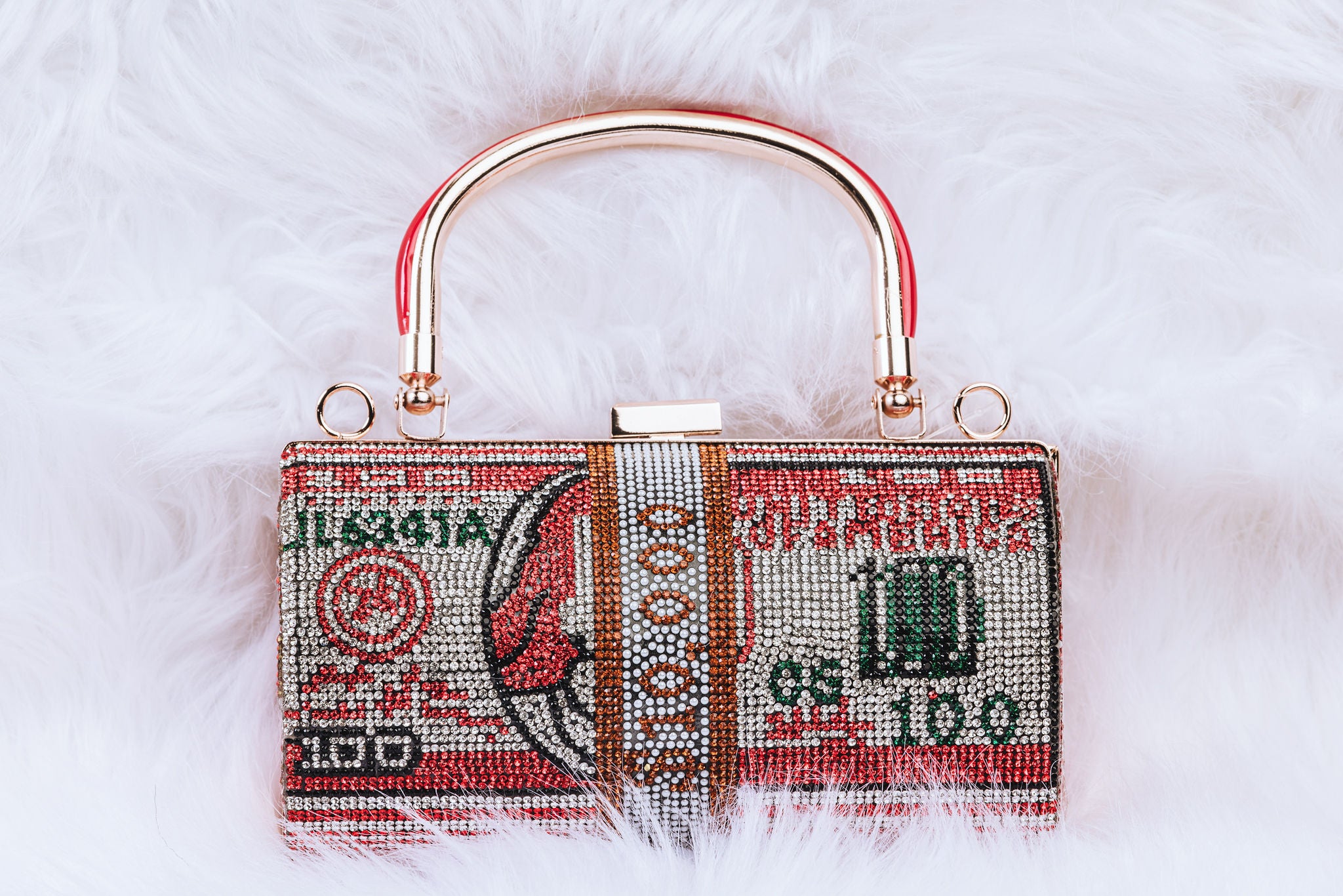Sparkly Rhinestone Money Clutch Purse for Women - Elegant Red Evening Bag for Parties, Weddings & Special Occasions | Perfect Clutch Wallet for Cash, Cards & Essentials