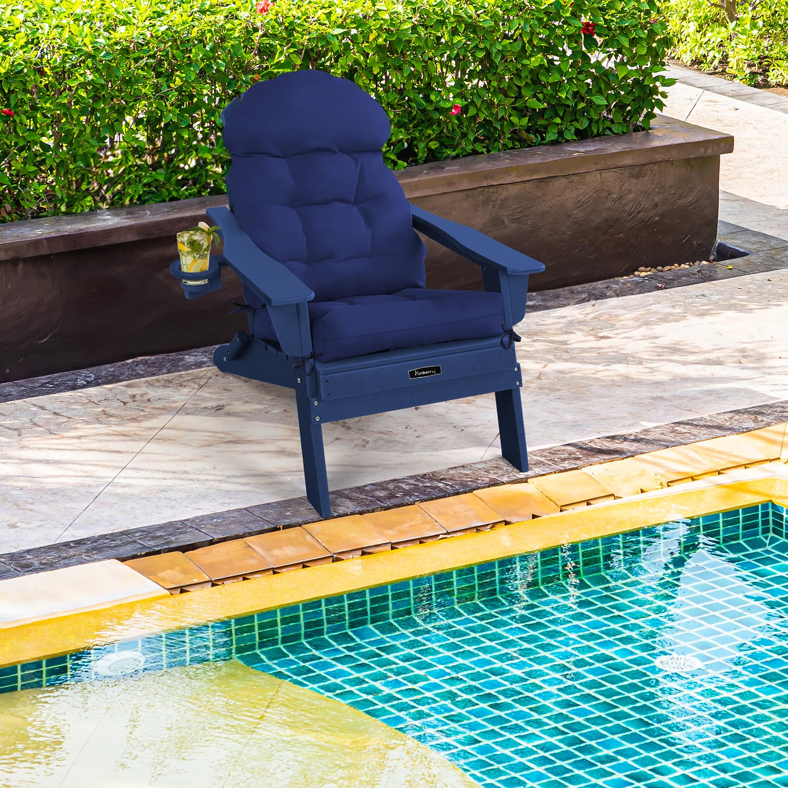 FUNBERRY 4-Piece Patio Chair Cushion Set - Thickened Comfortable Non-Slip Waterproof Outdoor Cushions with Ties for Rocking Chairs, High Back Support & Fade Resistant - Perfect for Porch, Deck, Garden & Poolside Relaxation