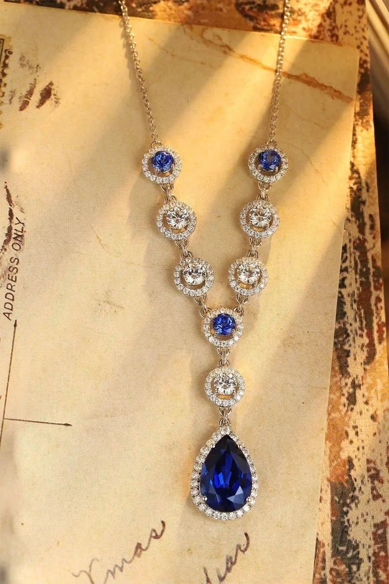 Pirmiana Customized 9K/14K/18K Gold Necklace with 5.8ct Lab-Created Royal Blue Sapphire Pendant - Elegant Women's Fashion Jewelry for Weddings, Anniversaries & Special Occasions