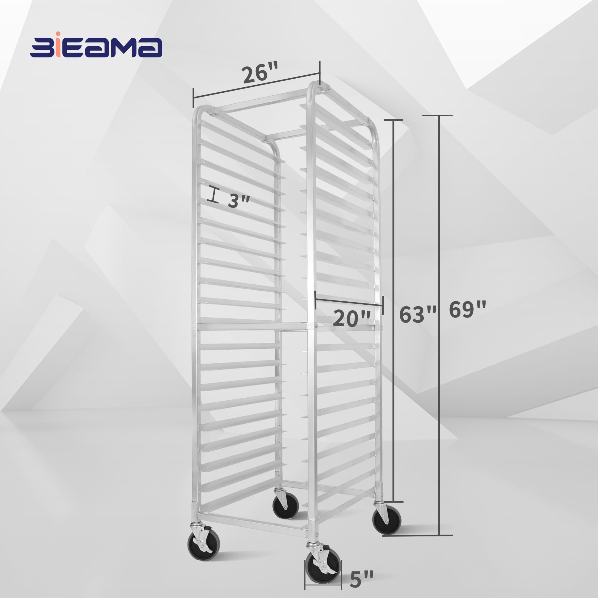 20-Tier Heavy Duty Sheet Pan Rack - NSF Certified Commercial Bun Pan Rack - Durable Aluminum Bakery Cooling Rack with 4 Locking Wheels - Perfect for Home, Restaurant & Bakery Kitchen Organization