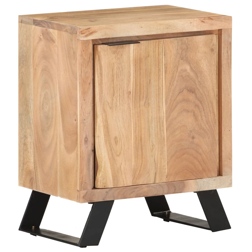 Compact Acacia Wood Bedside Table with Live Edges - 15.7