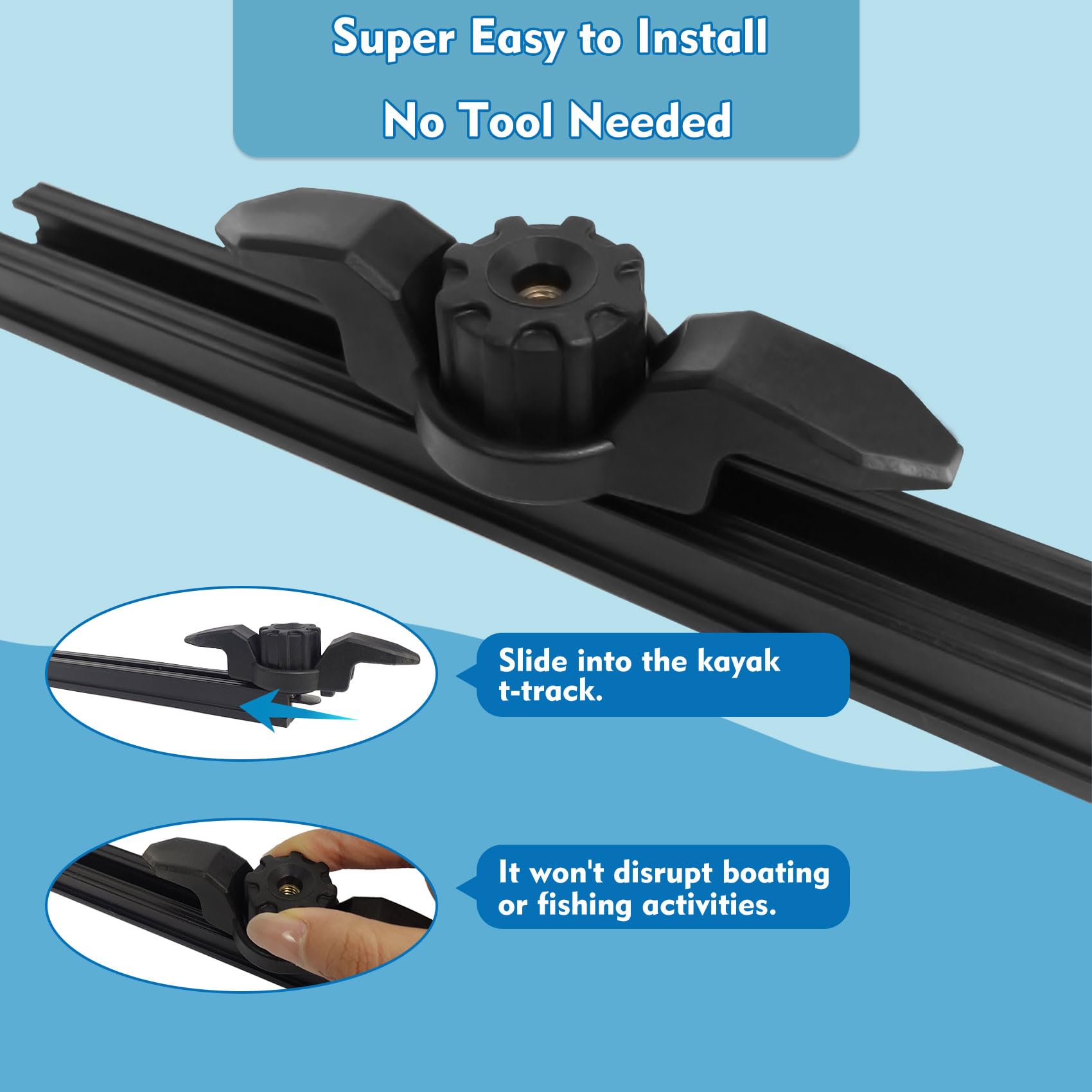 1007 Kayak Anchor Cleat - Light/Medium Duty Polymer Track Mount for Kayaks - Low Profile Design - Perfect for Fishing, Paddling & Water Sports