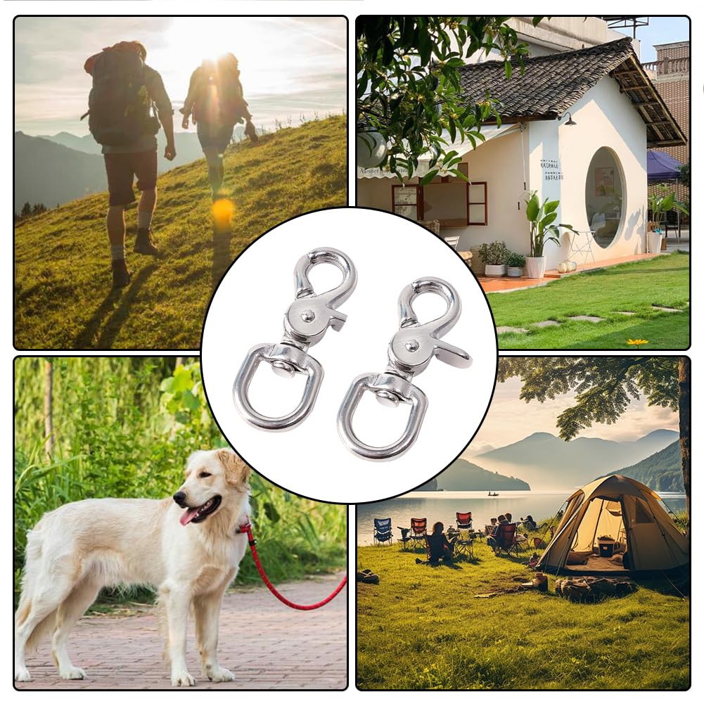SiegYma 2Pcs Stainless Steel Swivel Trigger Snap Hooks - 16mm Marine Grade Dog Safety Clips for Flag Pole, Dog Leash, Cages & Outdoor Activities (Scissor Snaps Claw Clips) - Perfect for Camping, Hiking & Pet Safety