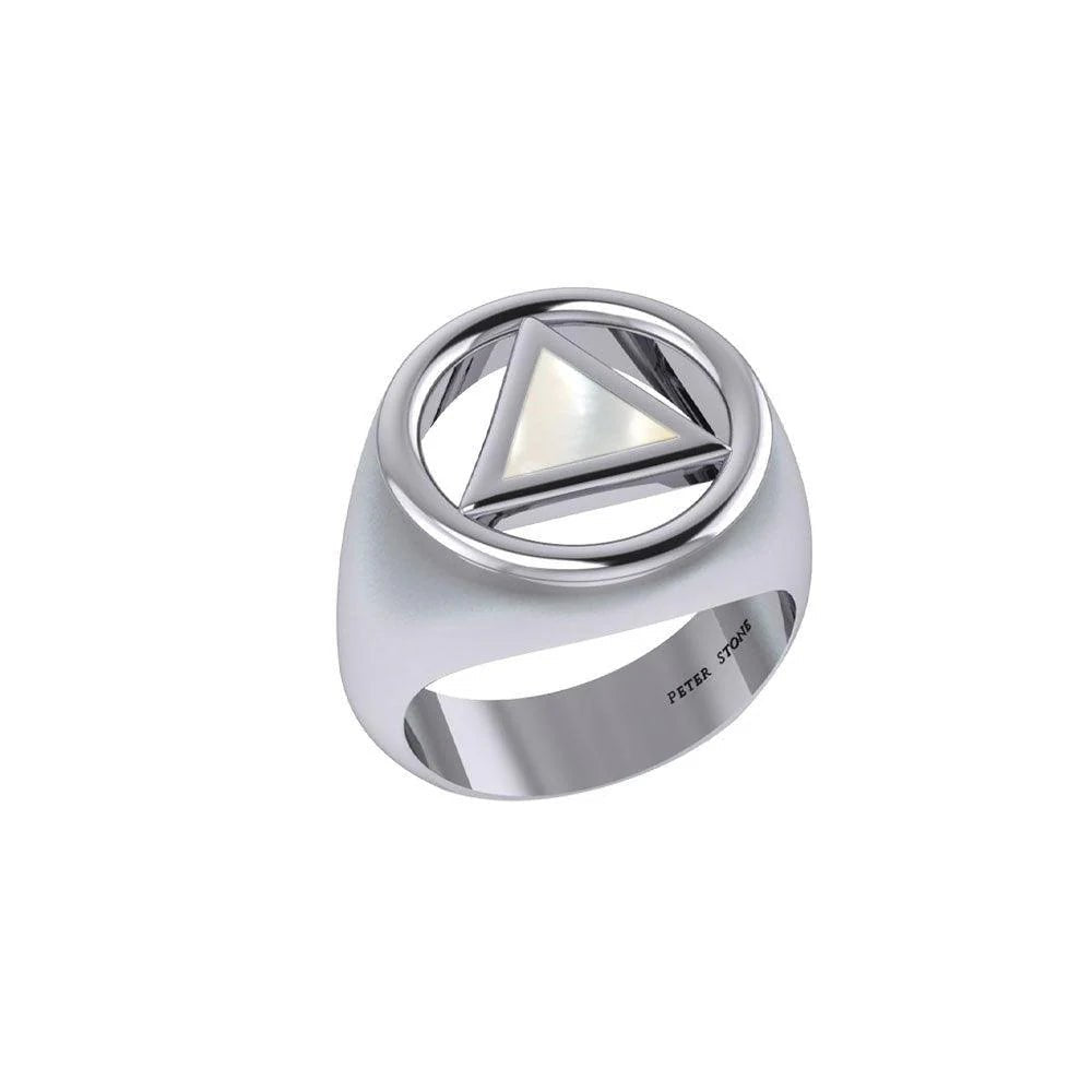 Sterling Silver Recovery Ring with Genuine Inlaid Stone - Elegant Jewelry for Addiction Recovery, Sobriety Gifts & Special Occasions - TRI2396