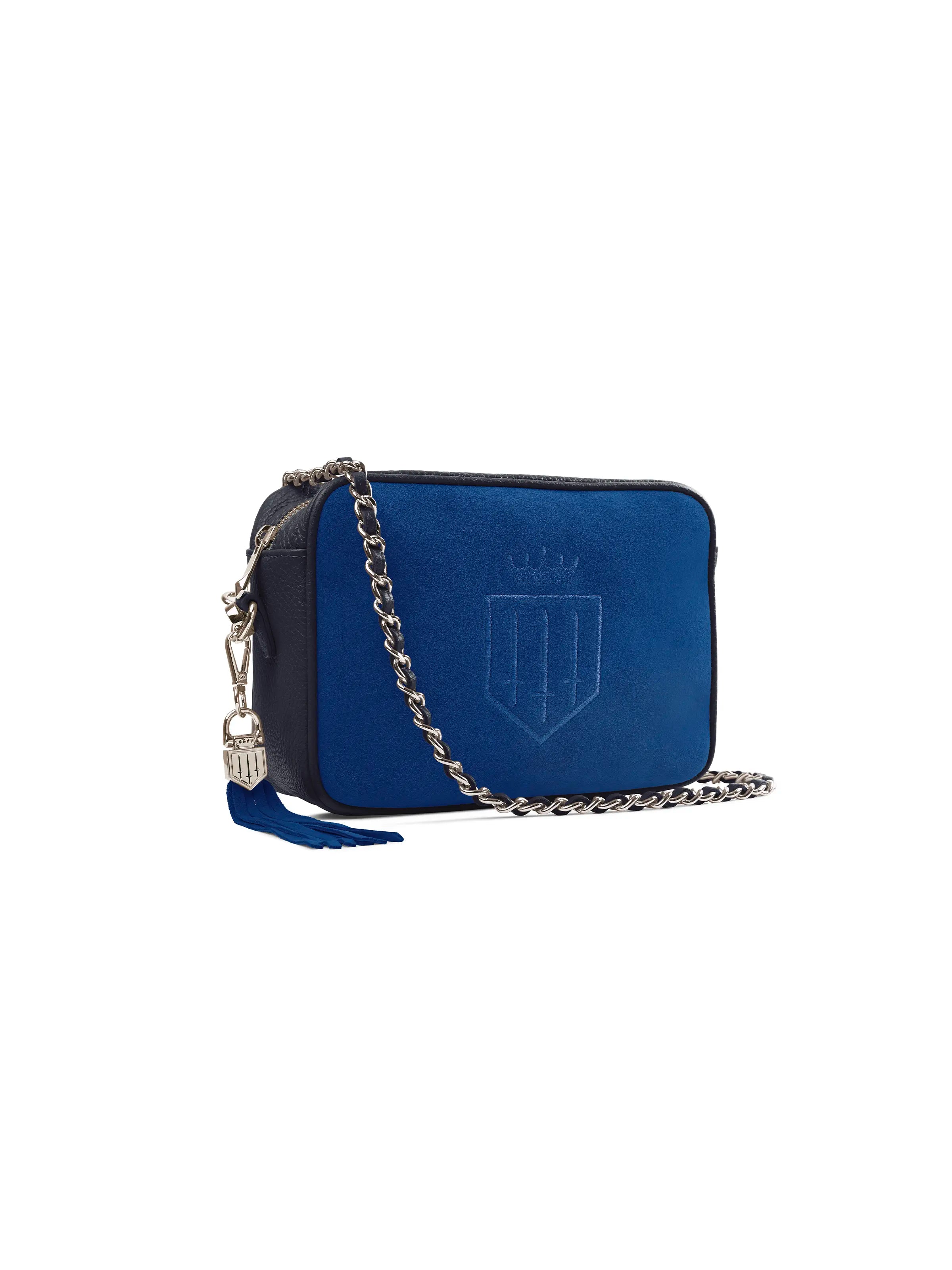 Finsbury Porto Blue Leather & Navy Suede Exclusive Handbag - Stylish Crossbody Bag for Women - Perfect for Work, Travel & Everyday Use
