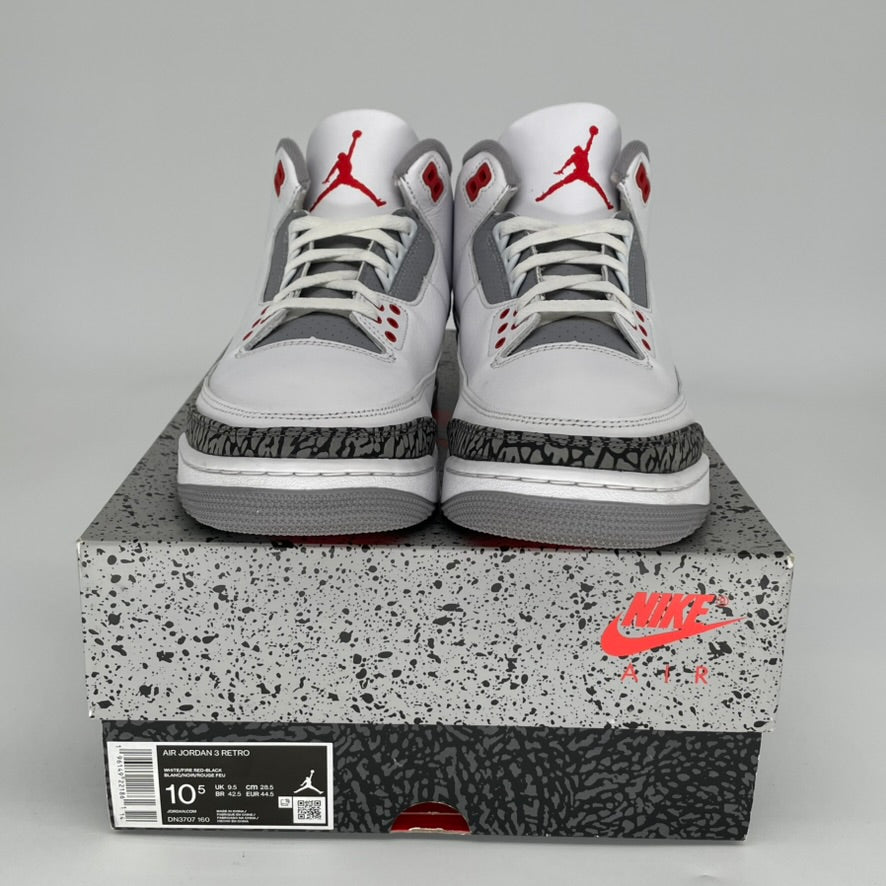 Air Jordan 3 Retro 'Fire Red' Men's Basketball Shoes Size 10.5 - DN3707-160 | Authentic Sneakers for Streetwear, Gym & Casual Outfits