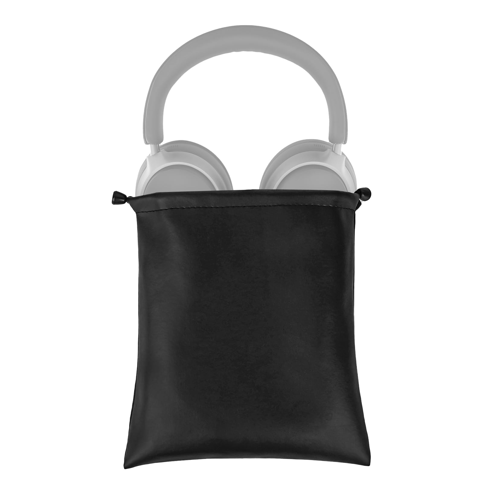 Geekria Universal Headphone Carrying Case - Premium PU Leather Travel Pouch for Headset Protection - Compact & Portable Storage Bag for AirPods, Beats, Sony Headphones - Perfect for Travel, Commuting & Office Use (Black)