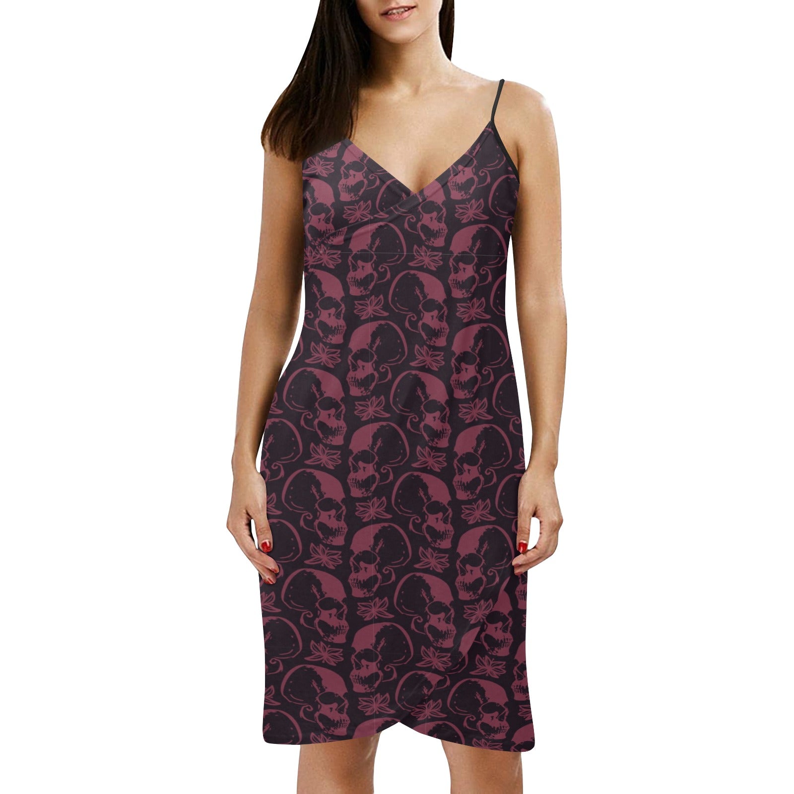 Stylish Purple Skulls Spaghetti Strap Backless Beach Dress for Women - Perfect for Summer Vacations, Pool Parties & Tropical Getaways