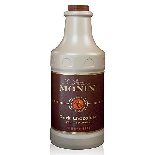 Monin Gourmet Dark Chocolate Sauce - Velvety Rich Gluten-Free Non-GMO Dessert Topping (64oz) Perfect for Ice Cream, Coffee, Pancakes & Baking