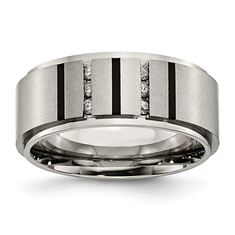 Titanium Round Cut Natural Diamond Wedding Band Ring for Men - Size 9.5 to 12.5 (0.15 ct, G-H Color, I2 Clarity) - Perfect for Engagement, Anniversary & Everyday Wear