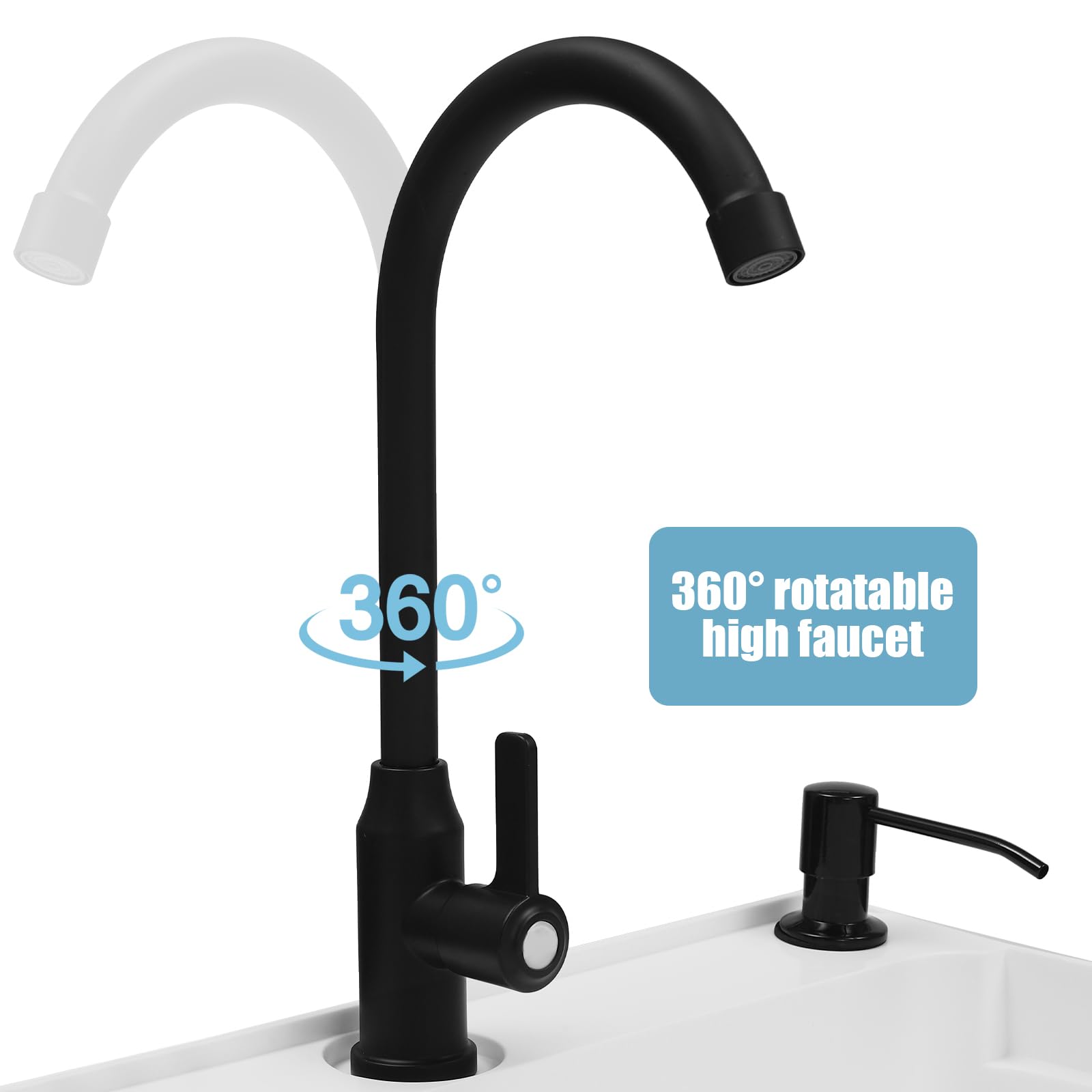 Space Saving Utility Sink with Rotatable Faucet & Soap Dispenser - Freestanding Laundry Tub for Washing Room, Basement, Garage or Workshop (White) - Perfect for Small Spaces, Hand Washing Clothes, and Cleaning Tools