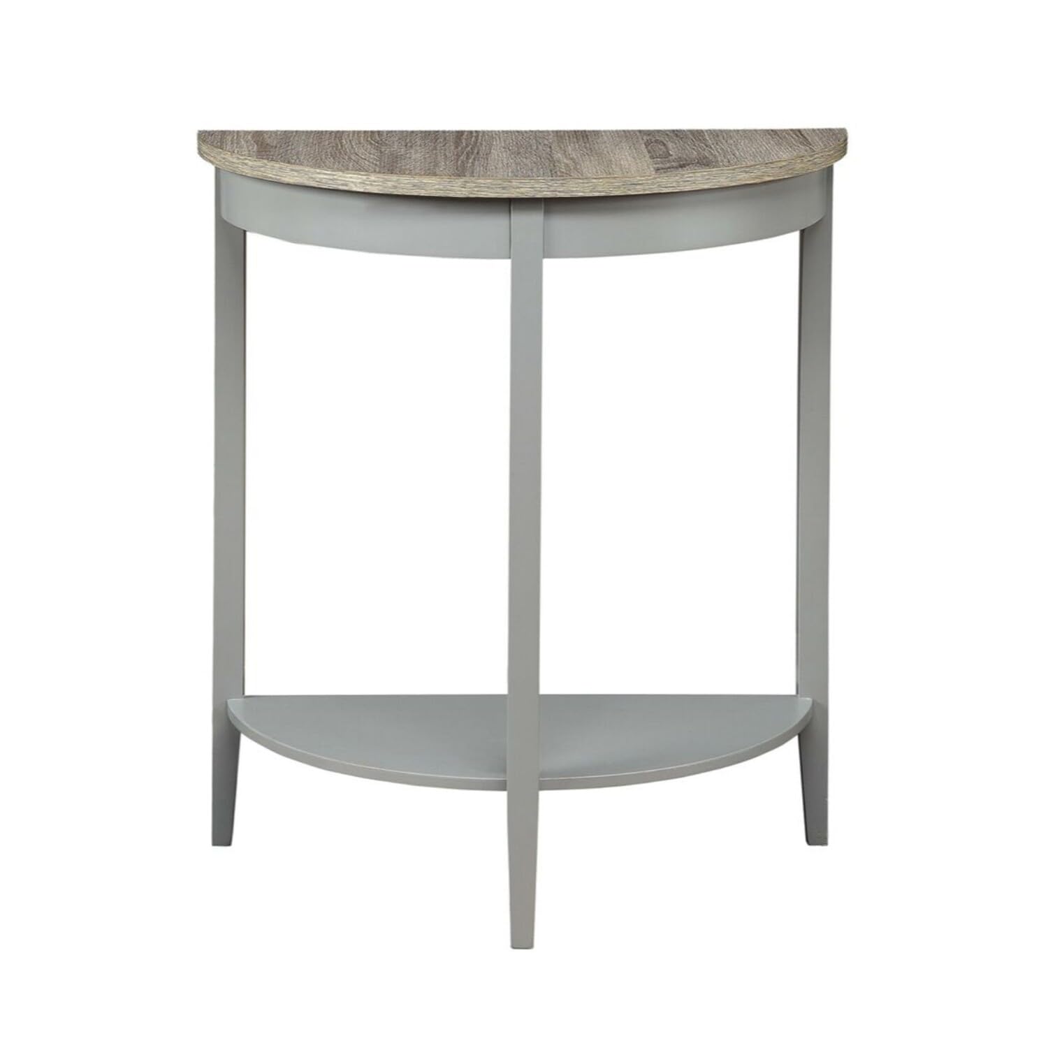 Benjara Wooden Half Moon Console Table with Open Shelf - Brown & Gray - Entryway, Living Room, Hallway Furniture for Home Decor