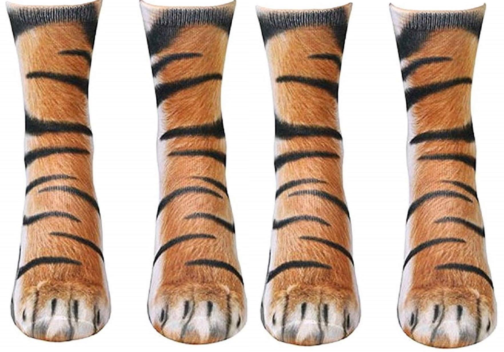 Funny 3D Animal Paw Socks - Cute Cat Tiger Dog Crew Socks for Men & Women | Novelty Gifts for Pet Lovers | Perfect for Cosplay, Halloween & Casual Wear