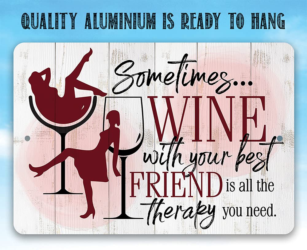 Sometimes Wine Metal Wall Sign - Rustic Kitchen & Bar Decor - Indoor/Outdoor Hanging Art - Perfect Wine Gift for Home, Restaurant or Wine Cellar - Ideal for Farmhouse, Bistro & Entertaining Spaces