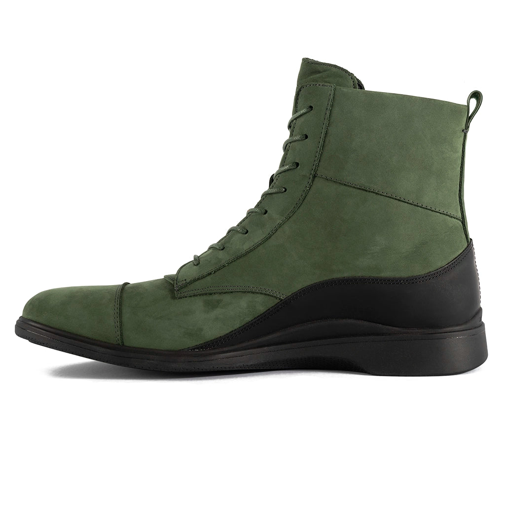 Men's Olive Leather Ankle Boots - Comfortable & Stylish Casual Shoes for Walking, Hiking & Outdoor Adventures