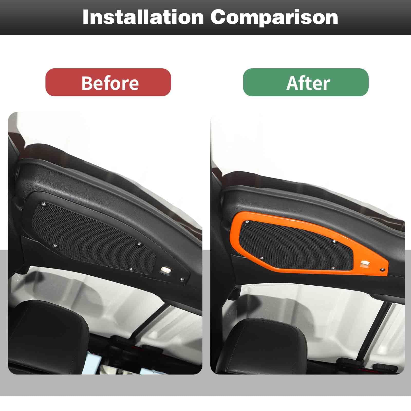 CheroCar Jeep Wrangler JL JLU & Gladiator JT Roof Speaker Cover Trim - Interior Accessories Compatible with 2024+ Models (Orange) - Perfect for Off-Road Adventures & Car Audio Upgrades