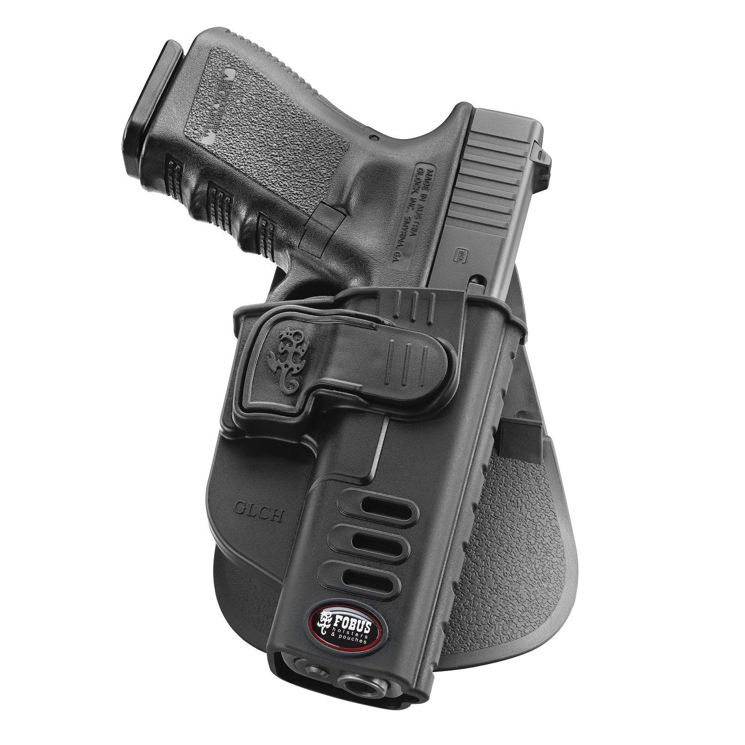 Fobus GLCHLH Left Hand Paddle Gun Holster - Ambidextrous Tactical Pistol Holster for Glock 19, 17, 22, 23 - Perfect for Concealed Carry, Range Training & Outdoor Activities