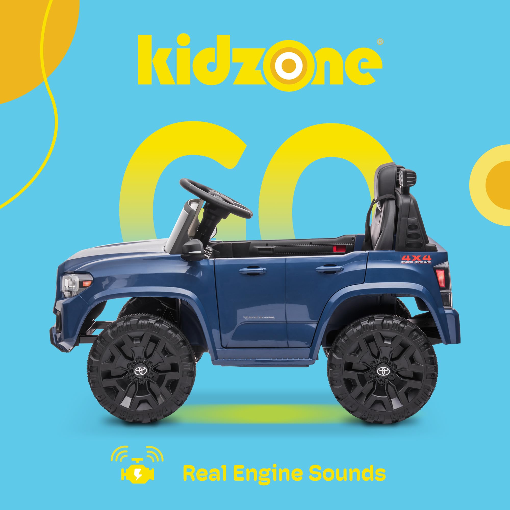 Kidzone 12V Licensed Toyota Tacoma Ride-On Truck - Electric Toy Car for Kids with Remote Control, 3 Speed Modes, MP3 Player, Horn & LED Lights - Blue | Perfect for Outdoor Play, Birthday Gifts & Pretend Driving Fun