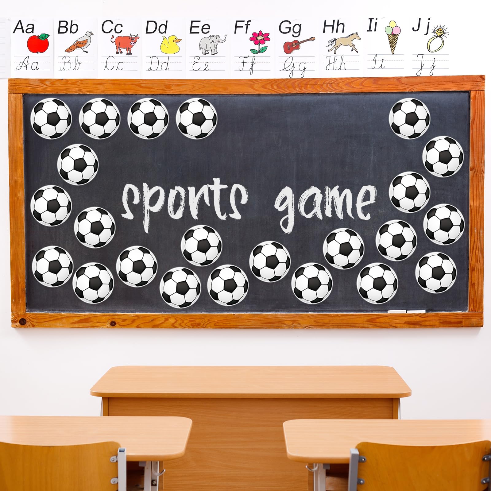 AnyDesign 50Pcs Soccer Ball Paper Cutouts - Football Party Decorations, Bulletin Board Supplies with 100 Glue Dots - Perfect for Sports Birthday Parties, Classroom Decor & Soccer Theme Events