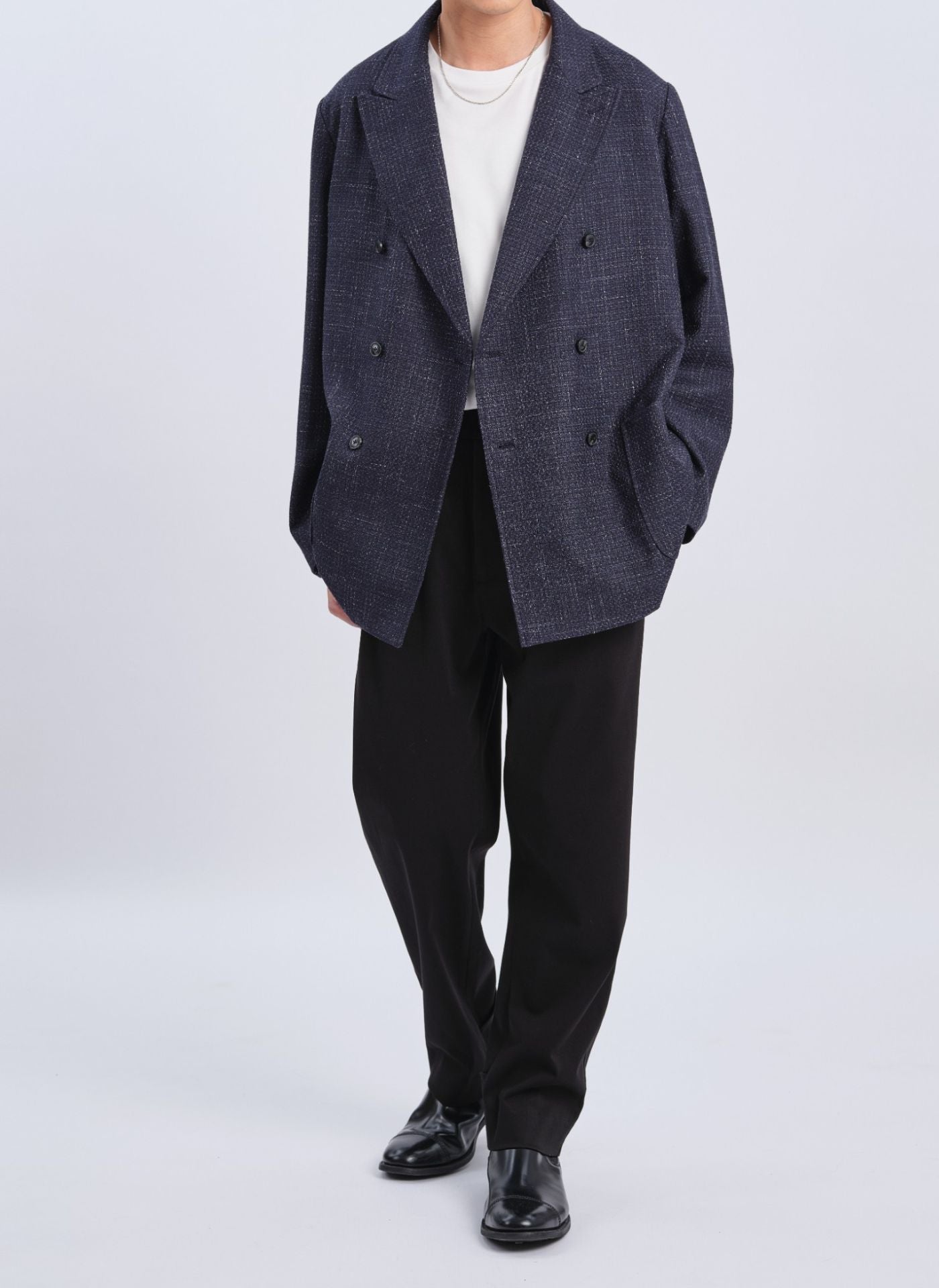 Premium Marzotto Wool Silk Linen Blend Double Breasted Blazer for Men - Elegant Business & Formal Wear for Office, Weddings & Special Occasions