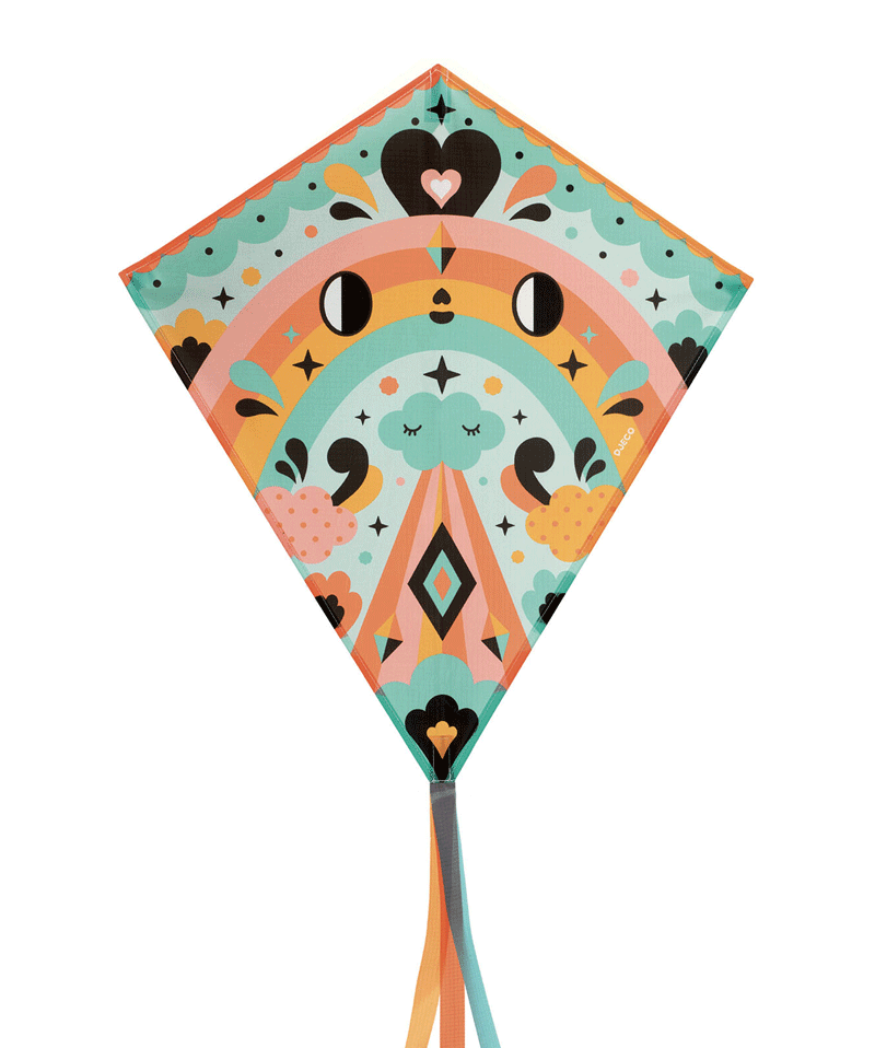 DJECO Kawaii Kite - Colorful Japanese Style Kite for Kids Outdoor Play, Beach Activities & Park Fun