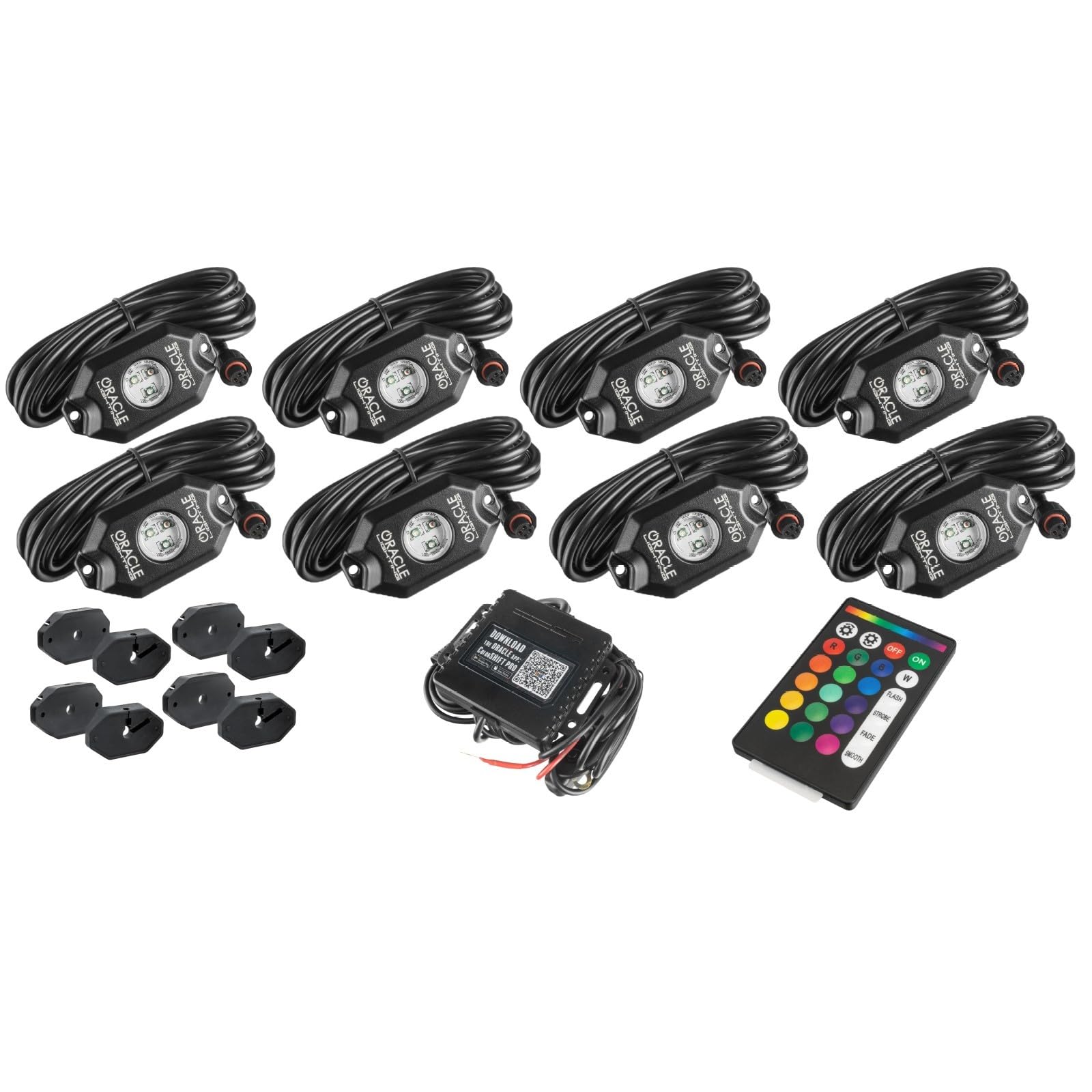 ORACLE Lighting 5819-333 8-Piece ColorSHIFT RGB LED Underbody Wheel Well Rock Lights Kit with Wireless RF Remote | Waterproof Off-Road Lighting for 4x4 Trucks, Jeeps & SUVs | Heavy Duty Wiring for Extreme Conditions | Perfect for Night Driving, Car Shows & Off-Road Adventures