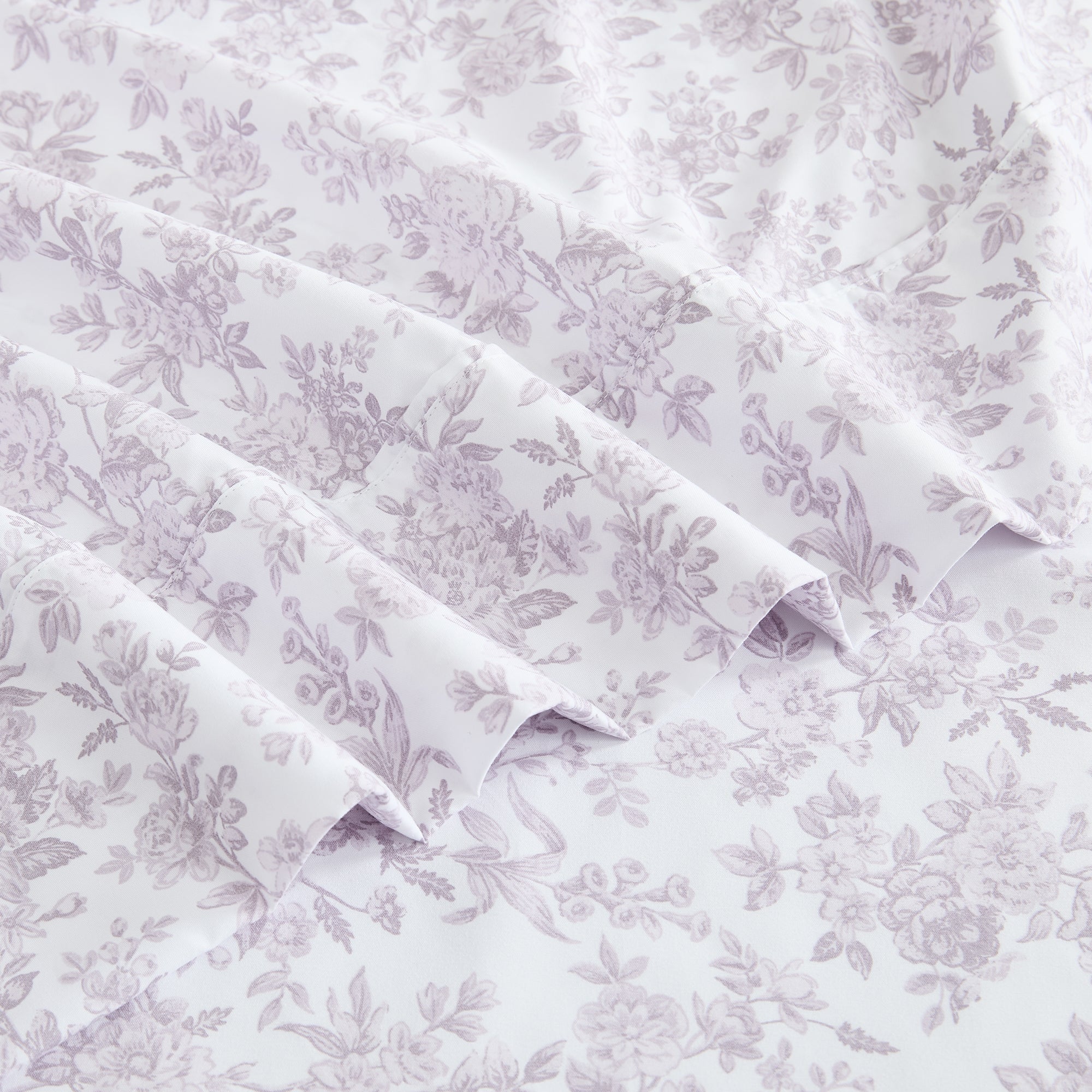 Premium Peony Floral Toile Sheet Set - 100% Cotton Luxury Bedding for Master Bedroom & Guest Room - Soft Breathable Sheets for All Seasons