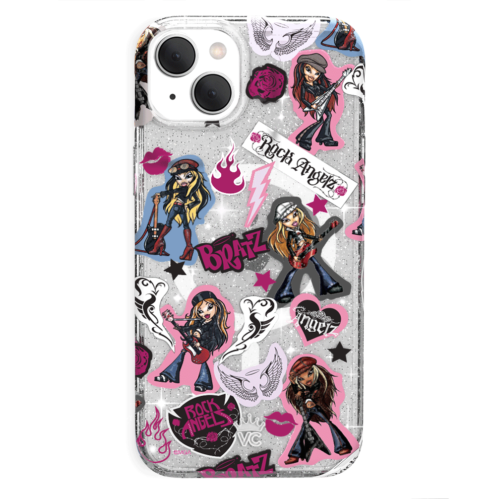 Bratz Rock Angelz Glitter iPhone Case - Stylish Protective Cover for iPhone 13/14/15 Pro Max - Trendy Sparkle Design for Girls & Teens - Perfect for School, Parties & Daily Use
