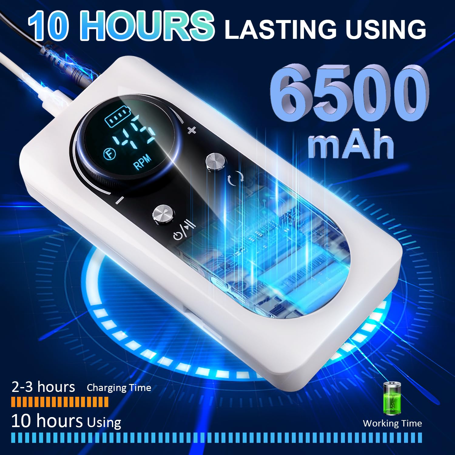 45000 RPM Professional Electric Nail Drill Kit - Rechargeable LED Nail File for Acrylic & Gel Nails | Fast Nail Polish Removal | Lightweight & Portable | Perfect for Home Salon & Professional Manicure/Pedicure