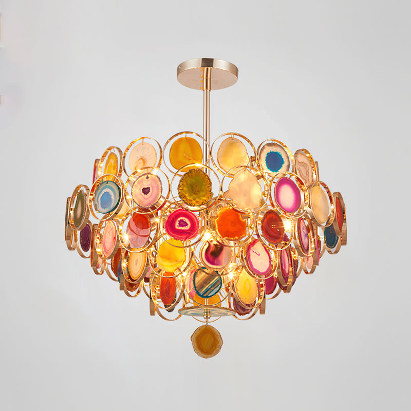 Natural Carnelian Gemstone Chandelier - Handcrafted Bohemian Crystal Beaded Ceiling Light Fixture for Living Room, Dining Room & Bedroom Decor