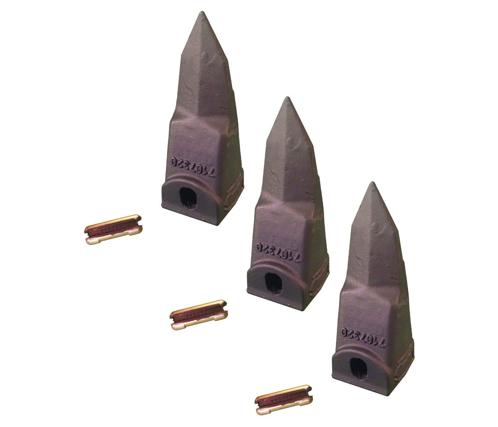 Bobcat Style Mini Excavator & Skid Steer Bucket Teeth with Pins - Replacement Parts 7107320, 6737325TL - Perfect for Digging, Trenching & Construction Projects