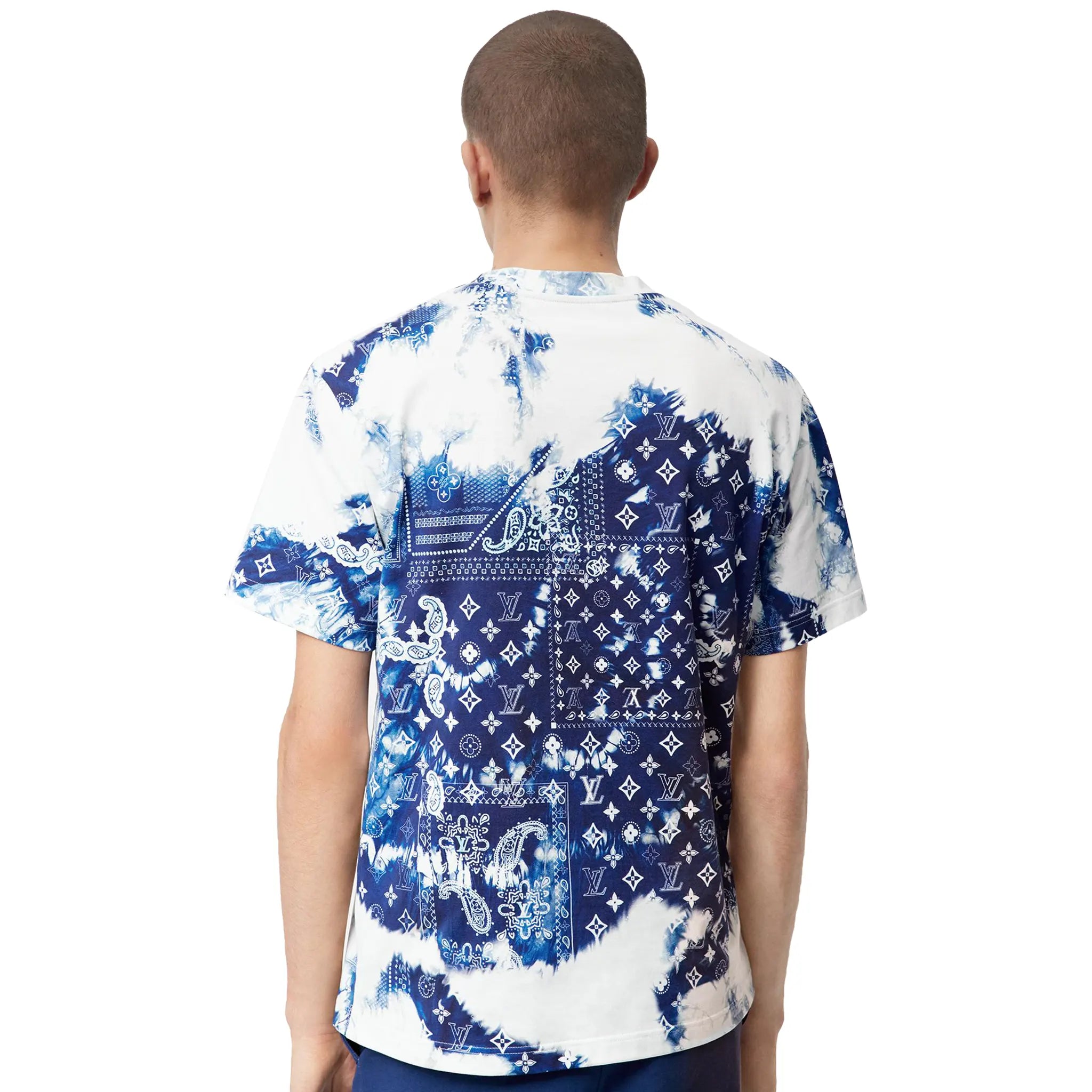 Louis Vuitton Monogram Bandana Blue Cotton T-Shirt for Men - Stylish Casual Wear for Everyday Outfits & Street Fashion