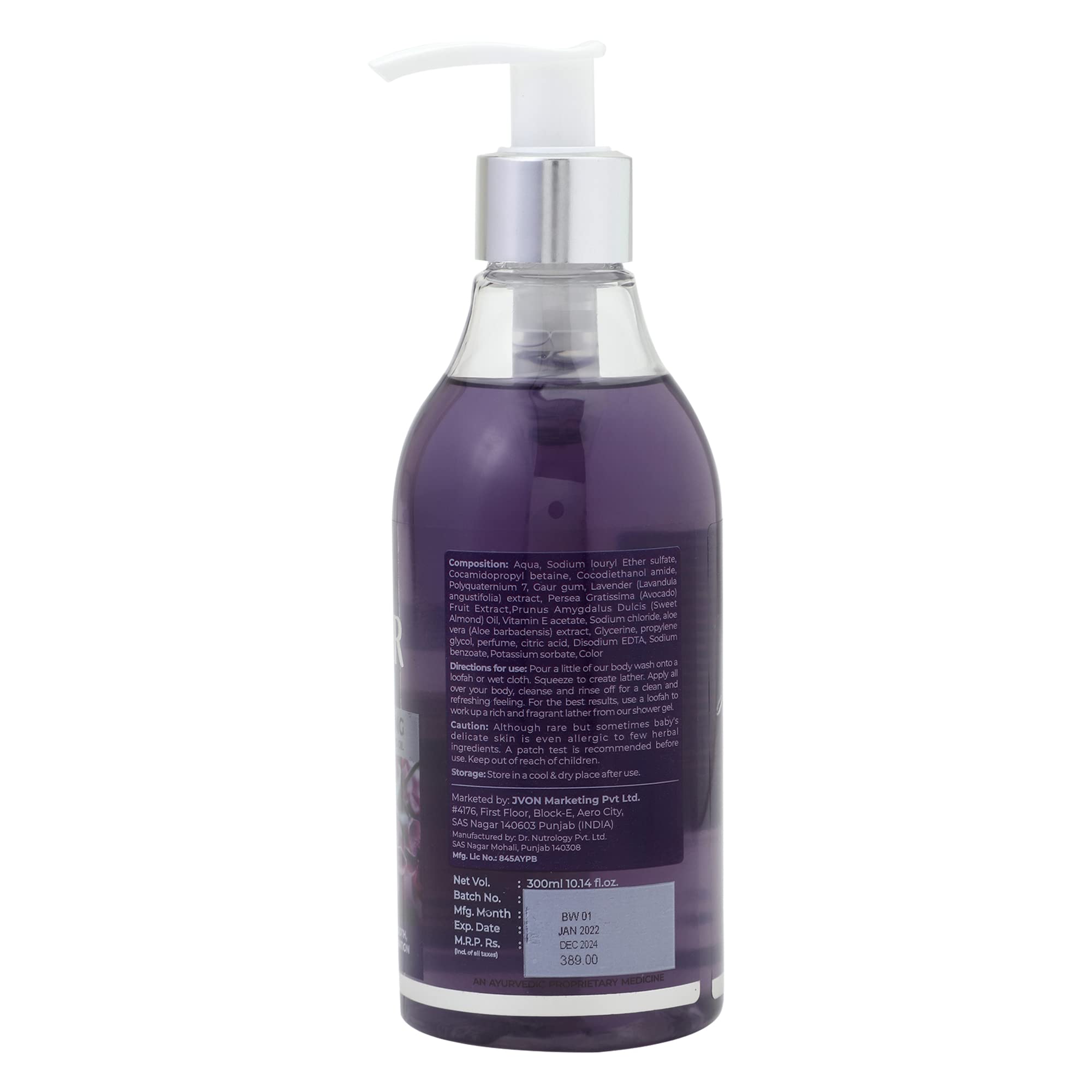 JVON Lavender Body Wash - Moisturizing Shower Gel with Natural Ingredients (100ml) | Hydrating & Relaxing for Dry Skin | Perfect for Daily Use & Aromatherapy
