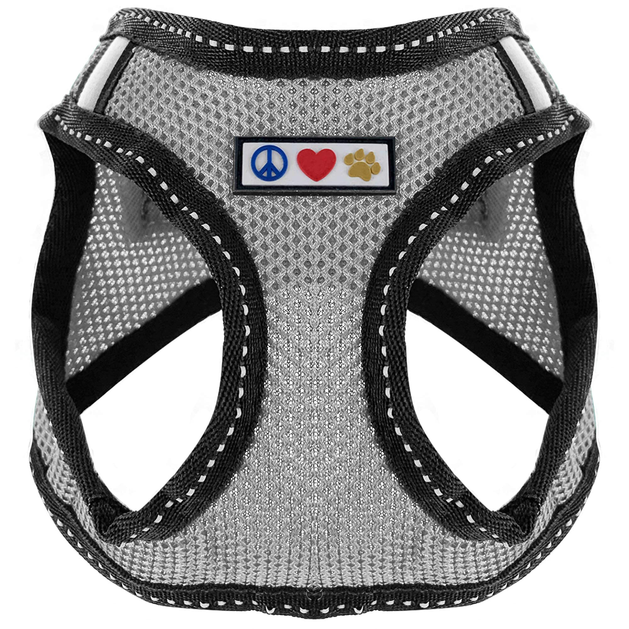 Pawtitas Reflective Mesh Dog Harness, Collar & Leash Set for Small Dogs - Grey | Adjustable & Comfortable Pet Safety Gear for Walking, Training & Outdoor Adventures