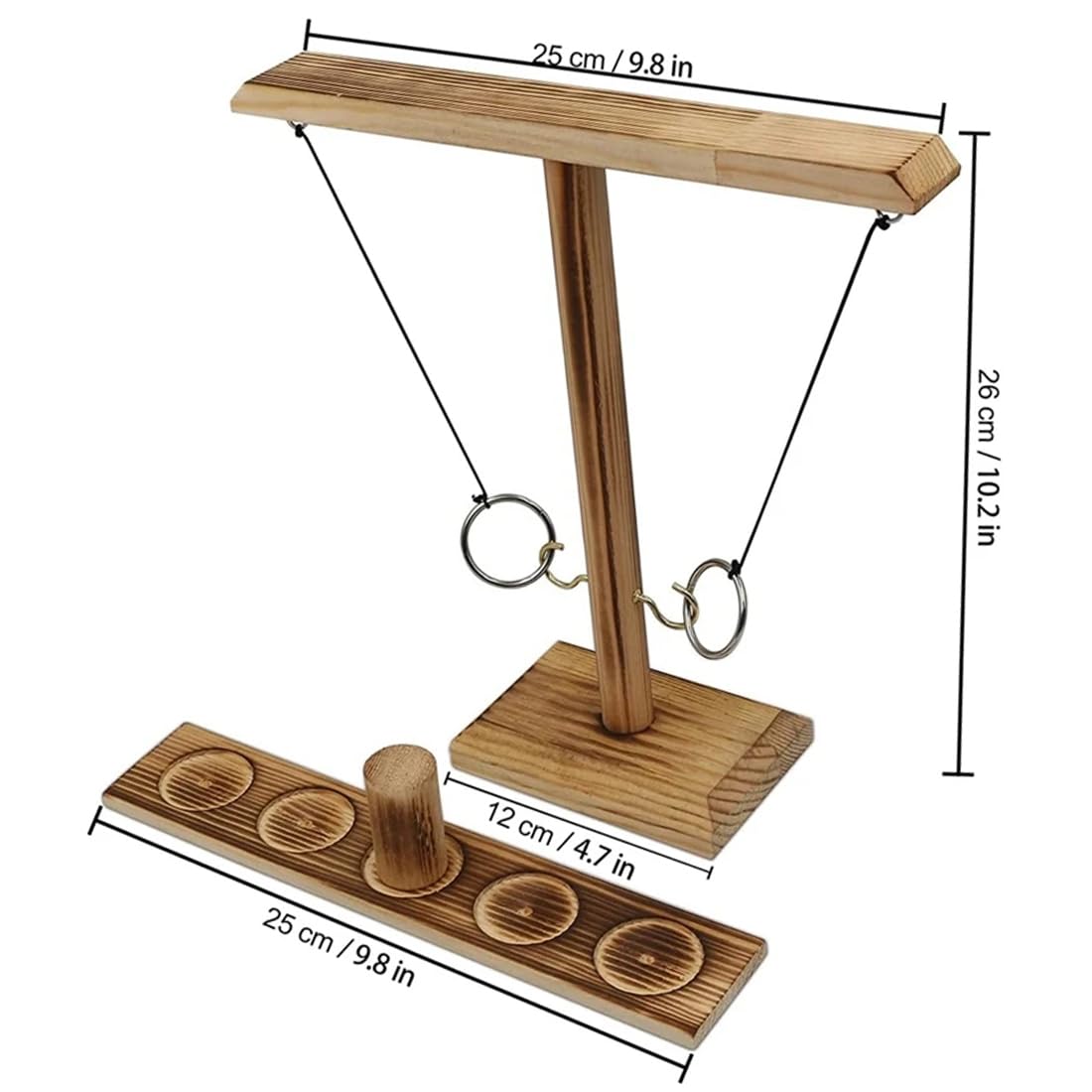 Premium Wooden Ring Toss Game Set for Adults - Classic Hook and Ring Toss Drinking Game with Shot Ladder - Fun Party Games for Backyard, Bar, Camping & Tailgating (Brown)