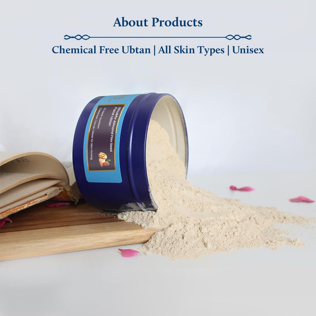 Blue Nectar Almond Ubtan Powder Face Pack - Anti-Aging & Firming Natural Exfoliator with Multani Mitti | 100gm Ayurvedic Herbal Facial Scrub for Glowing Skin | Perfect for Daily Skincare & Spa Treatments