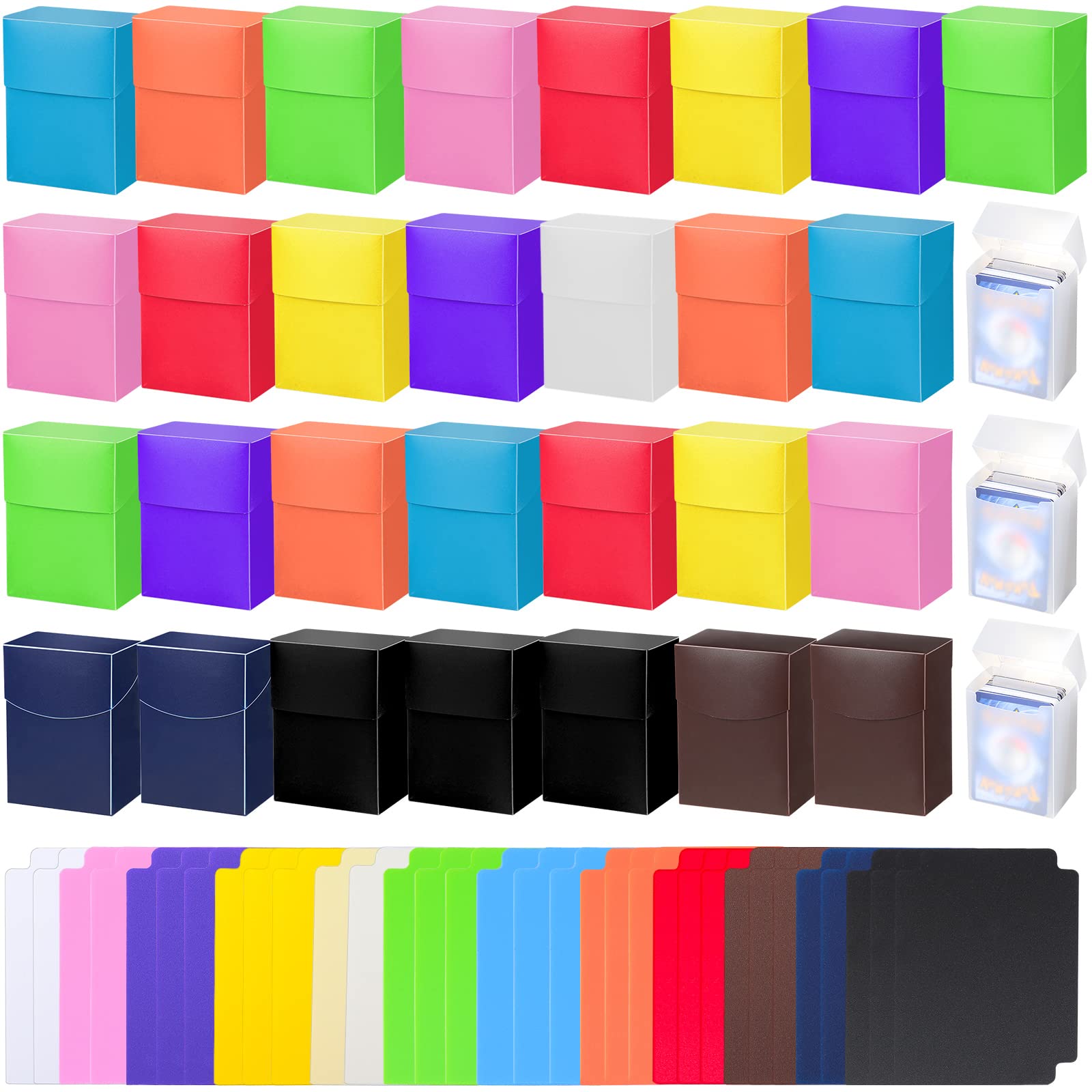 Frienda 32 Pack Deck Card Storage Boxes - Large Capacity with 64 Dividers, Holds 80+ Trading Cards - Perfect Organizer for Sports, Gaming, and Collectible Card Storage - Ideal for MTG, Pokemon, and Sports Card Collections