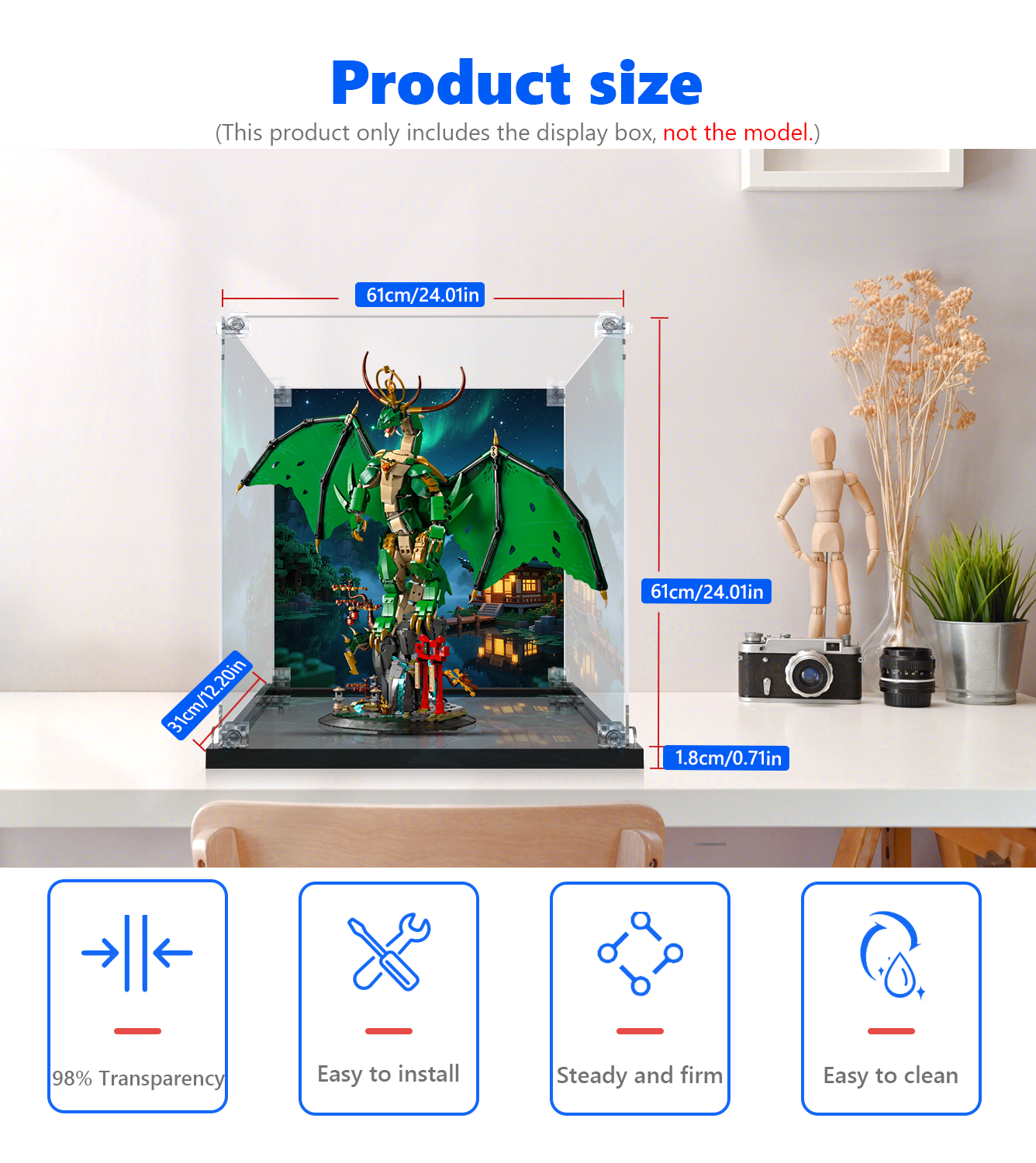 LEGO® NINJAGO® The Guardian Dragon 71847 Display Case - Premium Acrylic Protector for Collectible Building Sets - Perfect for Showcasing & Protecting Your LEGO Ninjago Dragon Model
