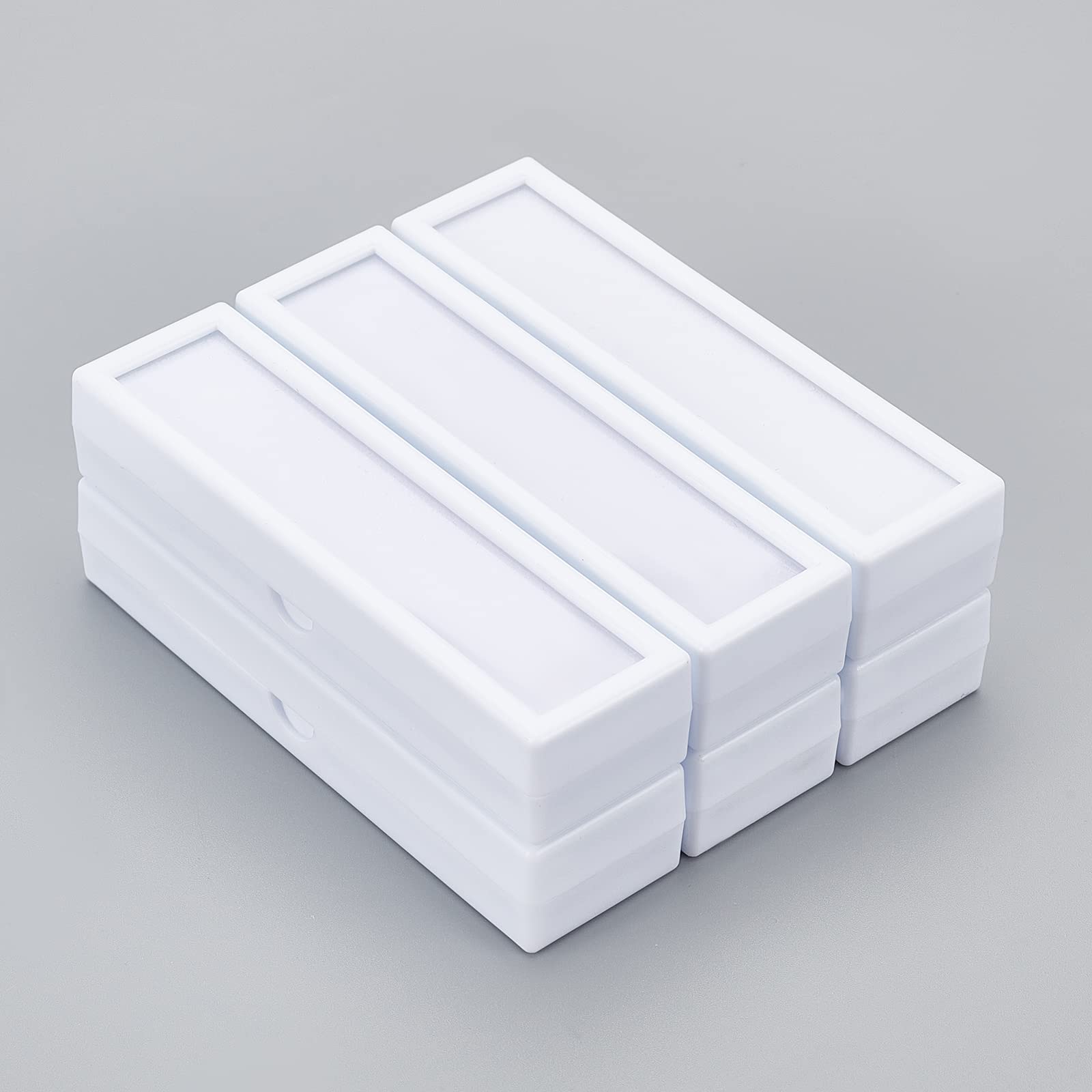 BENECREAT 6-Piece White Jewelry Display Box Set with Sponge Cushion & Clear Lid - 4