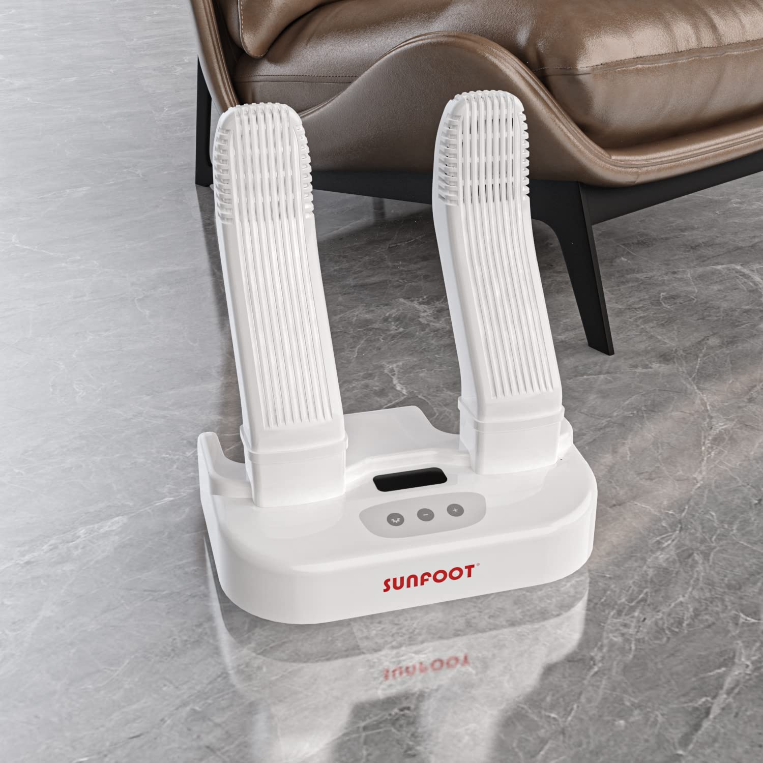 SUNFOOT Boot Dryer & Shoe Dryer - Fast Drying Gear for Work Boots, Ski Boots, Motorcycle Helmets, Gloves & Hats - Adjustable Timer & Rack with Heat Blower - Perfect for Winter Sports, Outdoor Work & Motorcycle Riding (White)