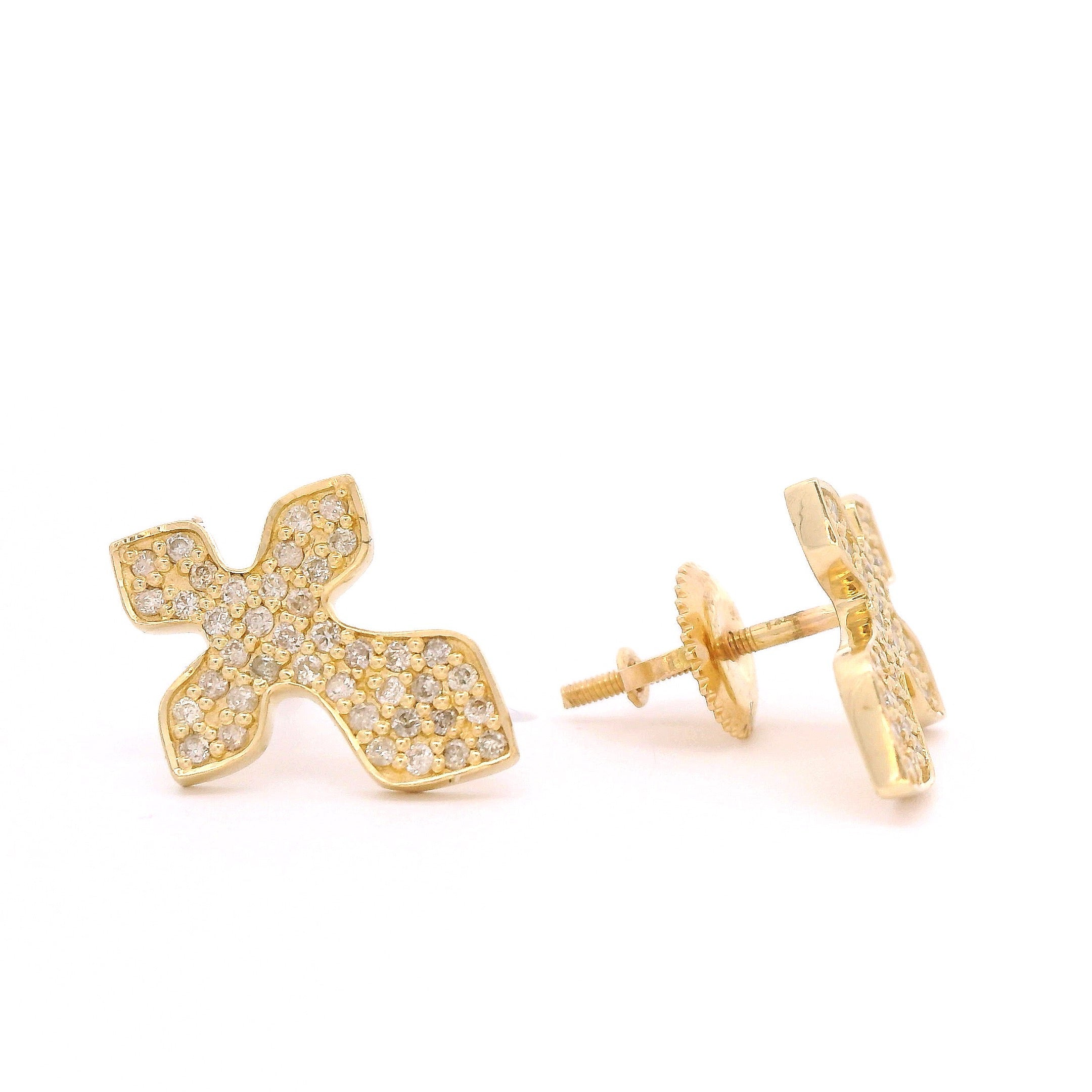 14K Gold Cross VS Diamond Stud Earrings for Women - Elegant & Hypoallergenic Jewelry Gift for Christmas, Wedding, Anniversary | JTJ™